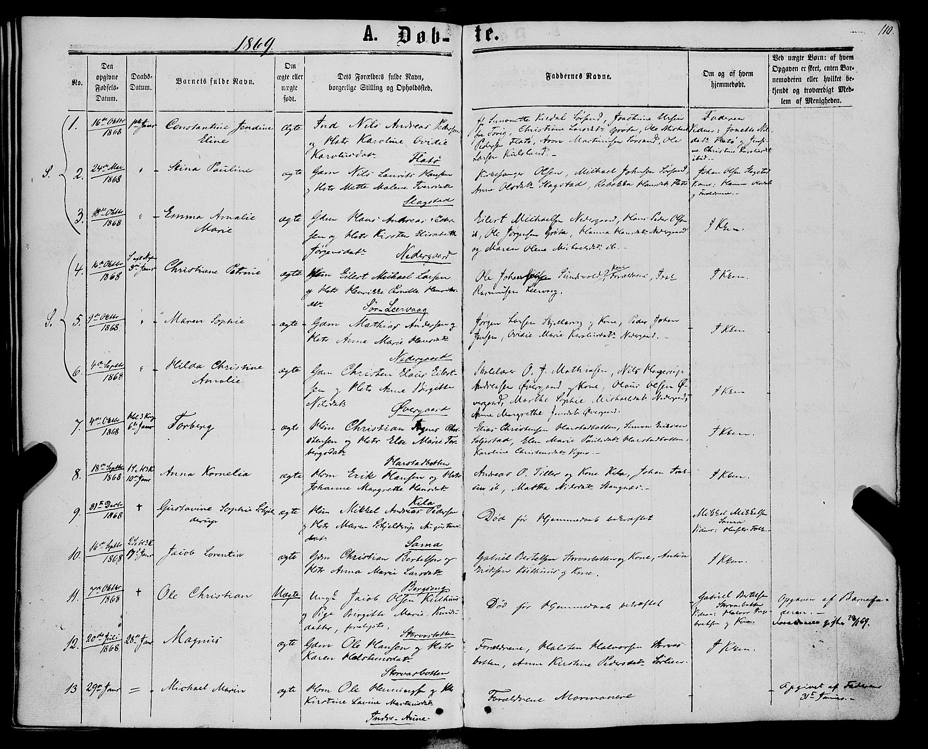 Trondenes sokneprestkontor, AV/SATØ-S-1319/H/Ha/L0012kirke: Parish register (official) no. 12, 1863-1870, p. 110