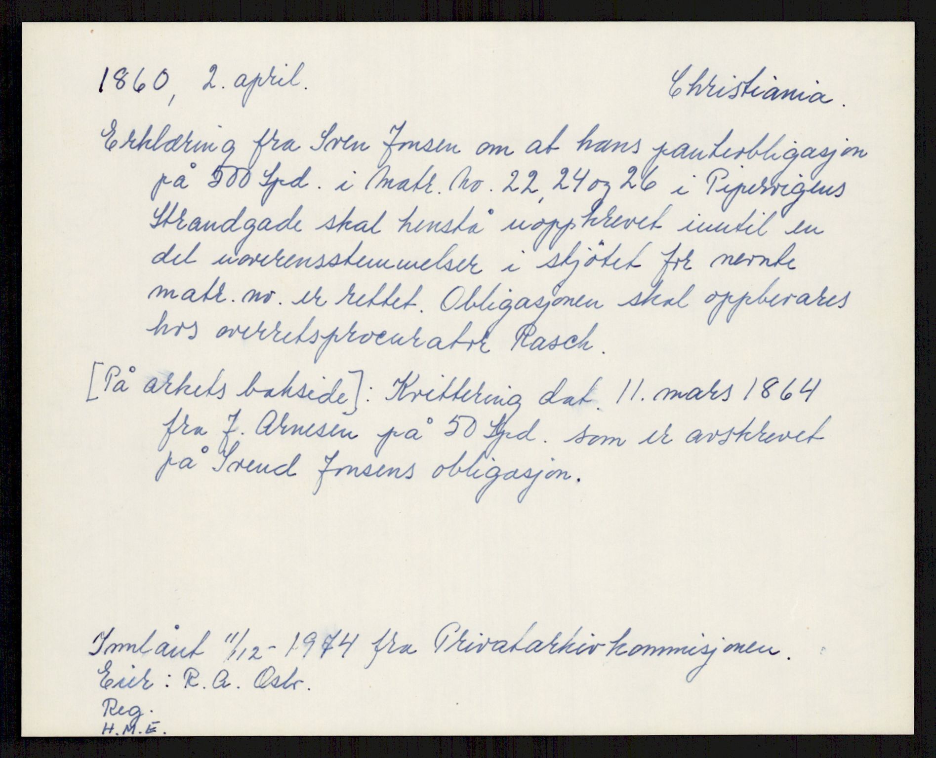 Samlinger til kildeutgivelse, Amerikabrevene, AV/RA-EA-4057/F/L0004: Innlån fra Akershus: Amundsenarkivet - Breen, 1838-1914, p. 4