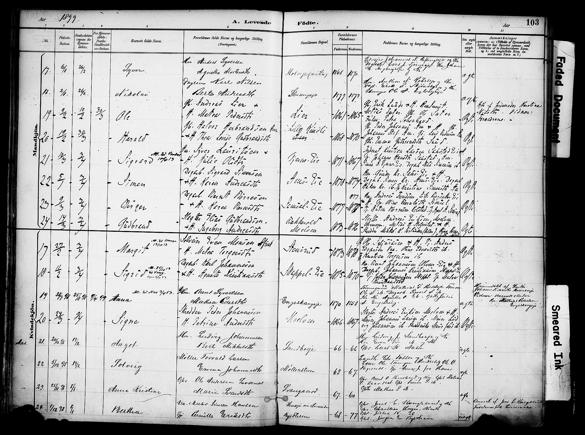 Ringsaker prestekontor, AV/SAH-PREST-014/K/Ka/L0017: Parish register (official) no. 17, 1891-1902, p. 103