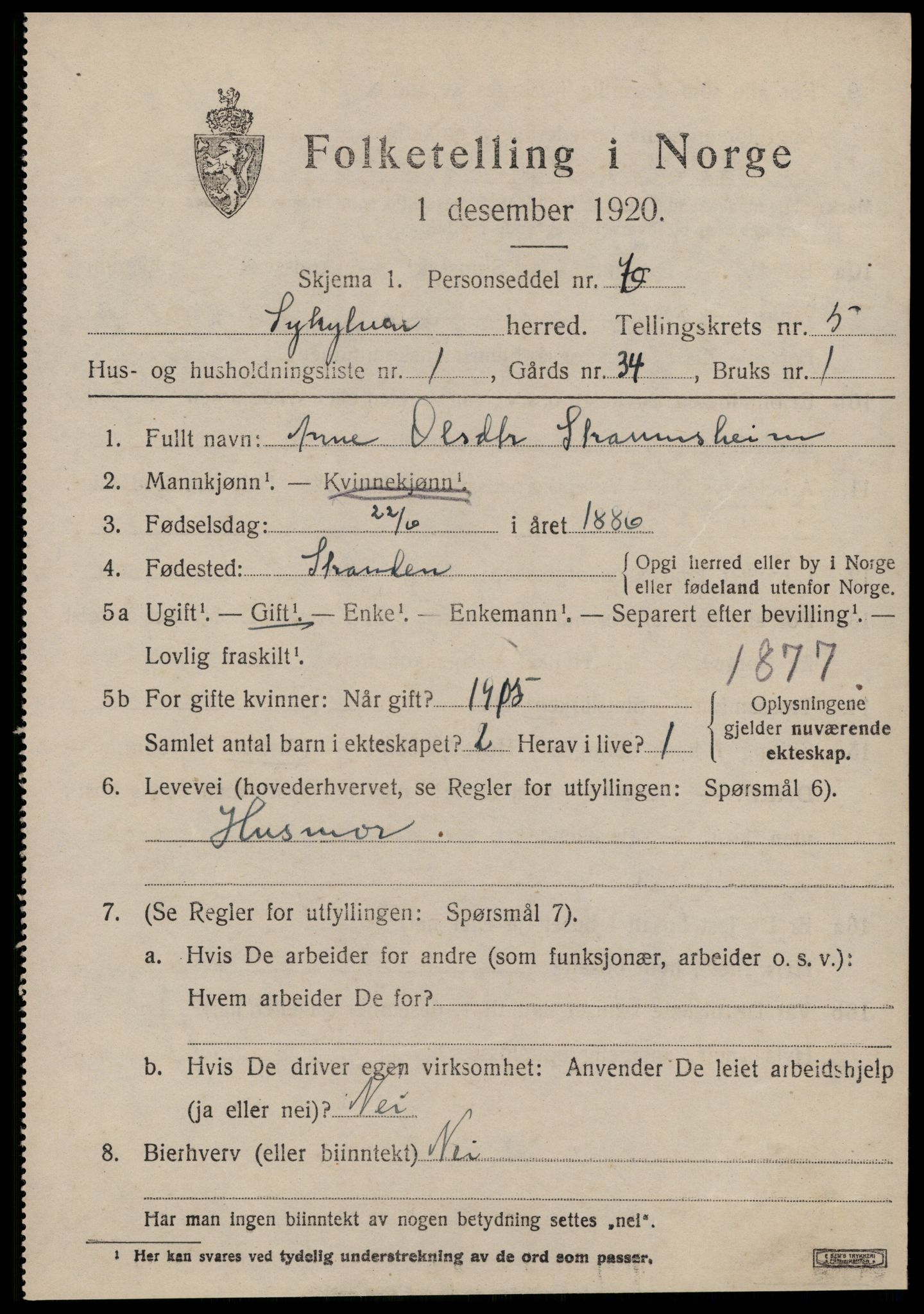 SAT, 1920 census for Sykkylven, 1920, p. 3201