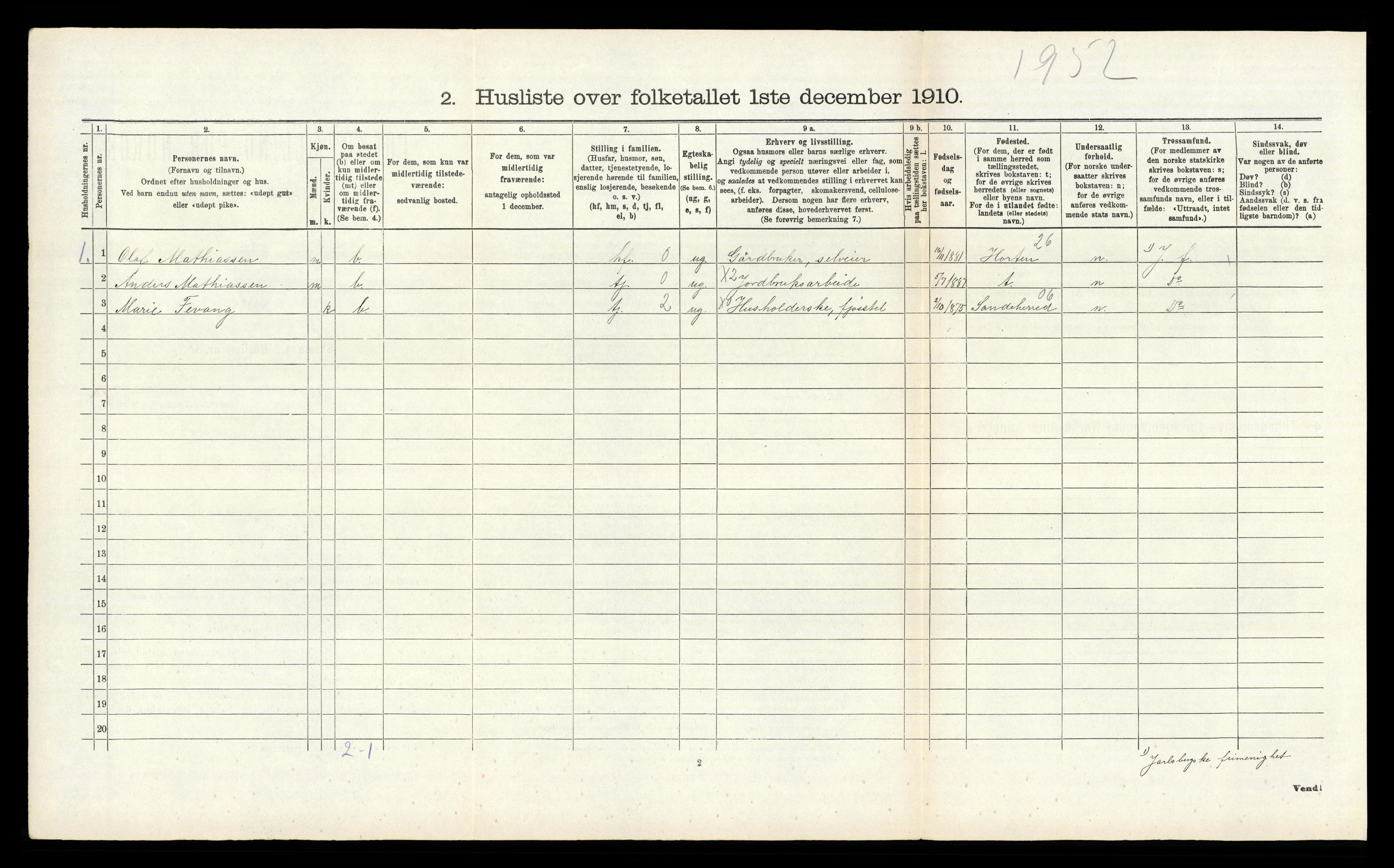 RA, 1910 census for Våle, 1910, p. 741