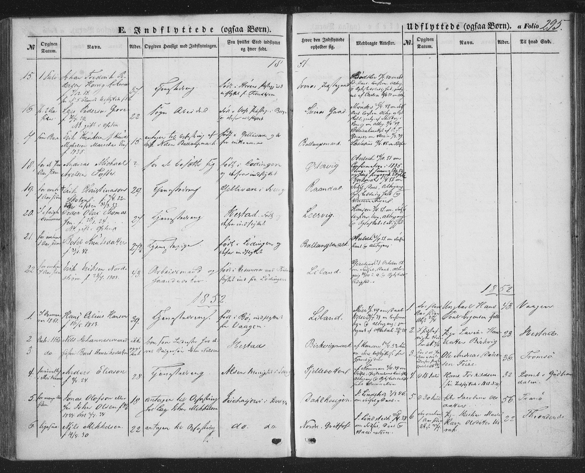 Ministerialprotokoller, klokkerbøker og fødselsregistre - Nordland, SAT/A-1459/863/L0895: Parish register (official) no. 863A07, 1851-1860, p. 295