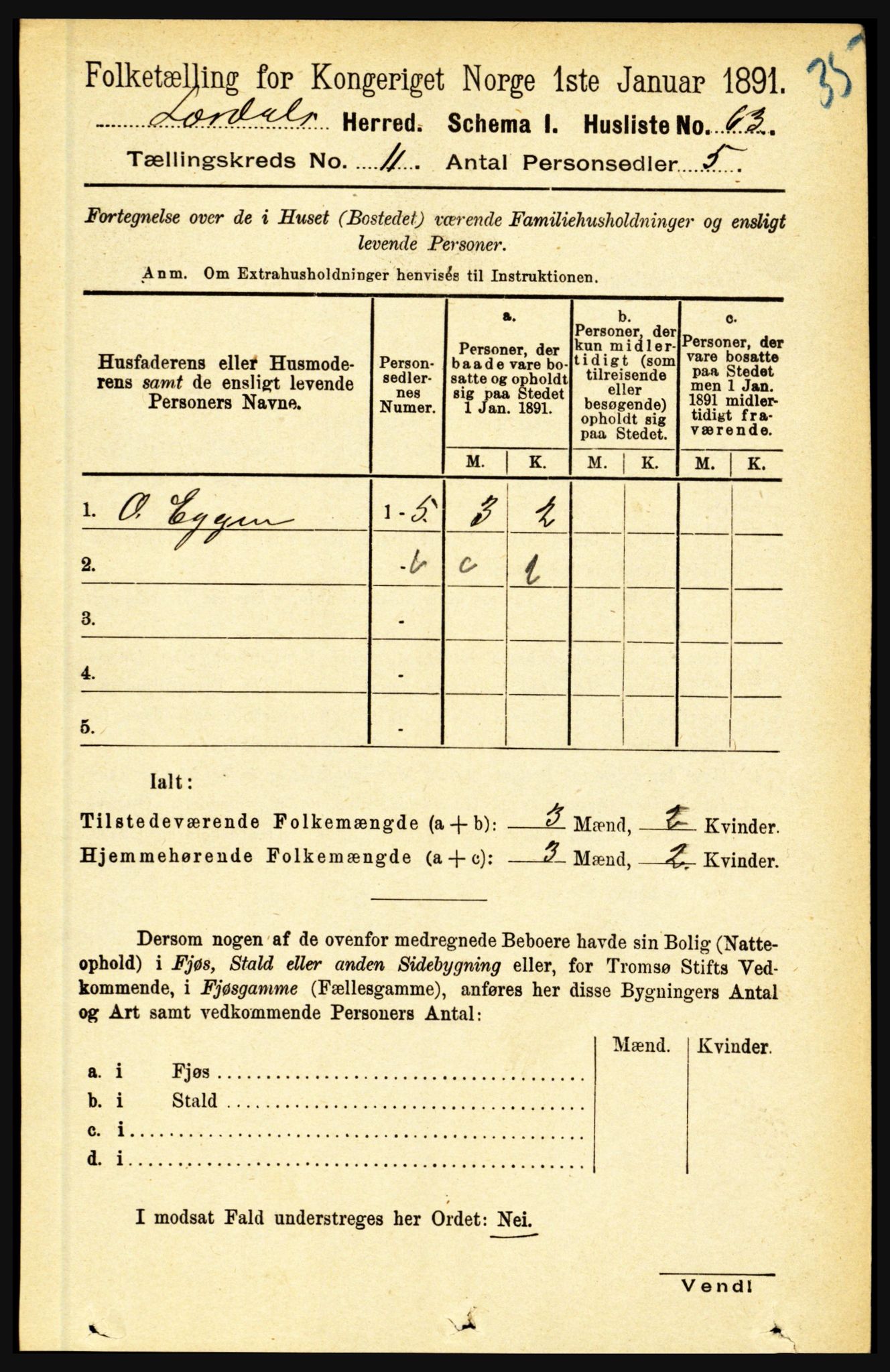 RA, 1891 census for 1422 Lærdal, 1891, p. 2159