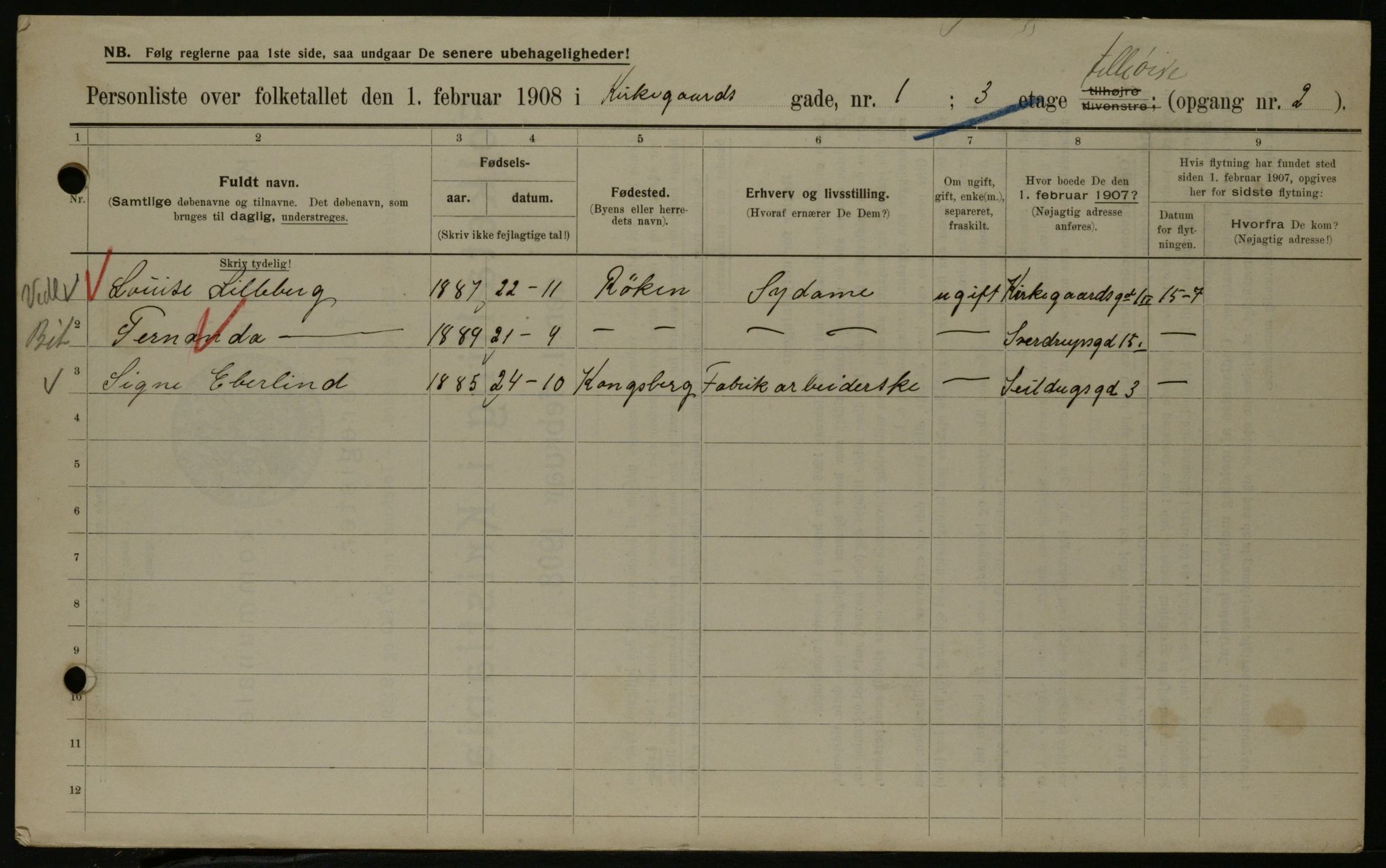 OBA, Municipal Census 1908 for Kristiania, 1908, p. 44807