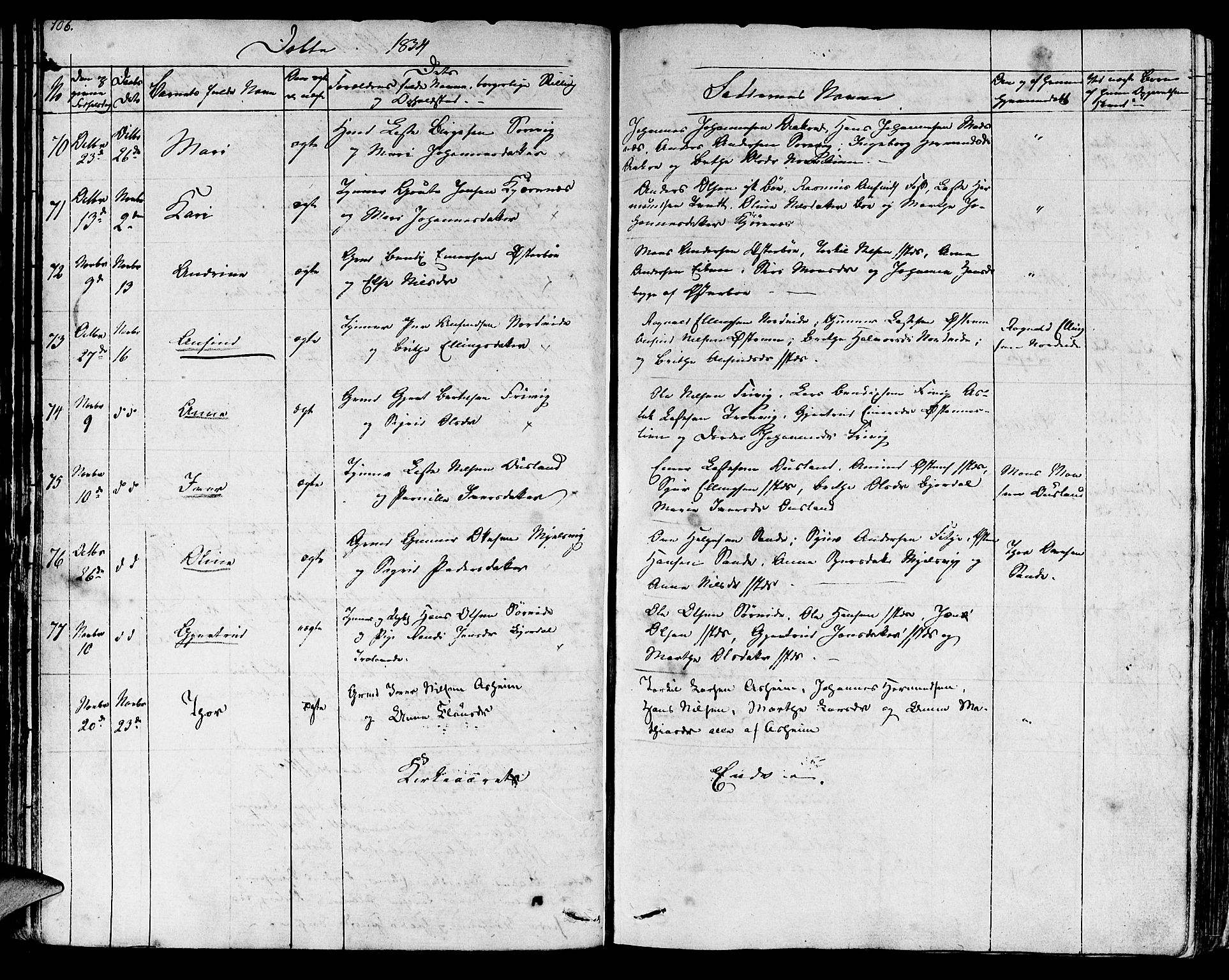 Lavik sokneprestembete, SAB/A-80901: Parish register (official) no. A 2I, 1821-1842, p. 106