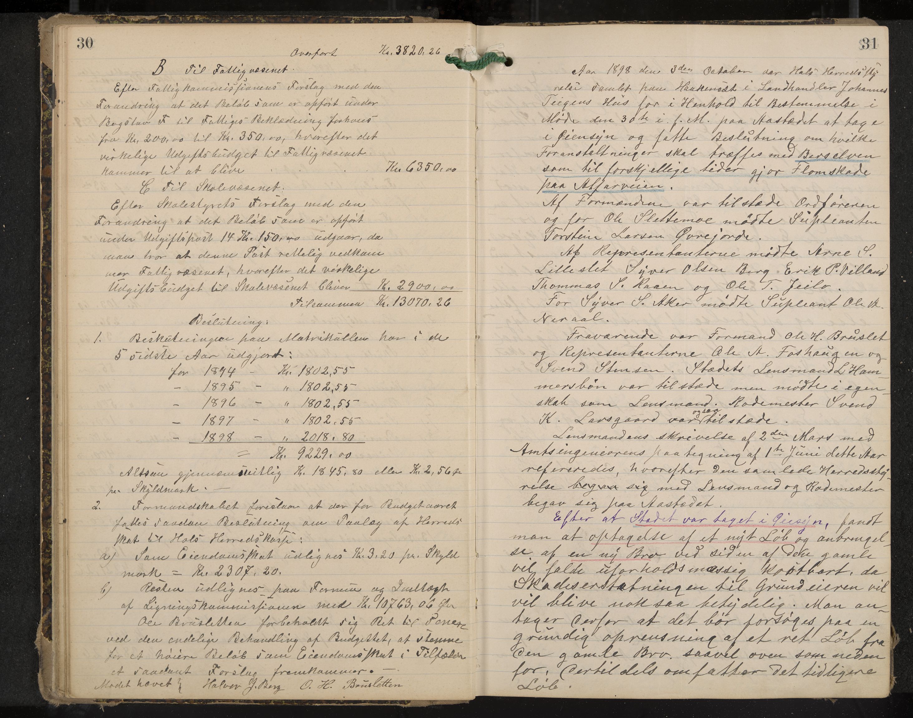 Hol formannskap og sentraladministrasjon, IKAK/0620021-1/A/L0003: Møtebok, 1897-1904, p. 30-31