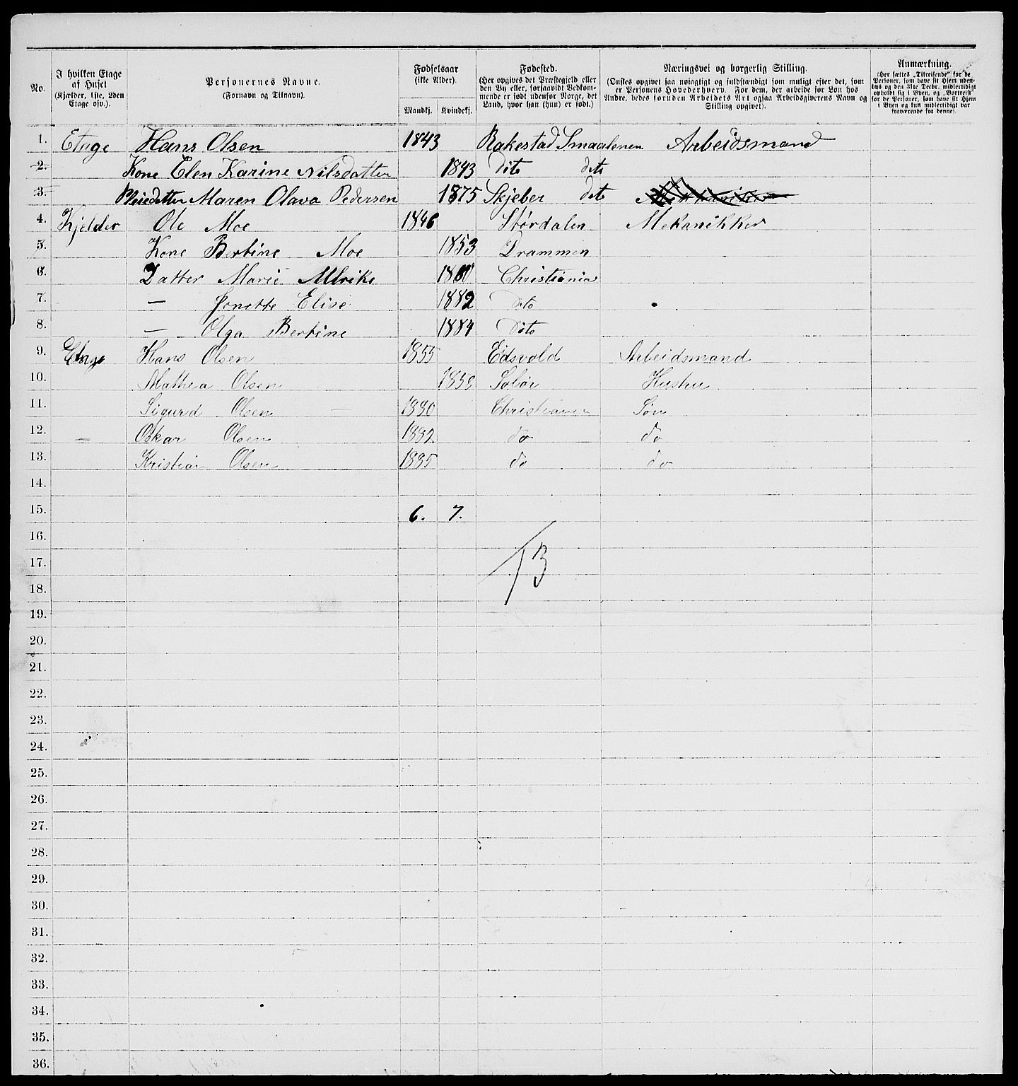 RA, 1885 census for 0301 Kristiania, 1885, p. 5335