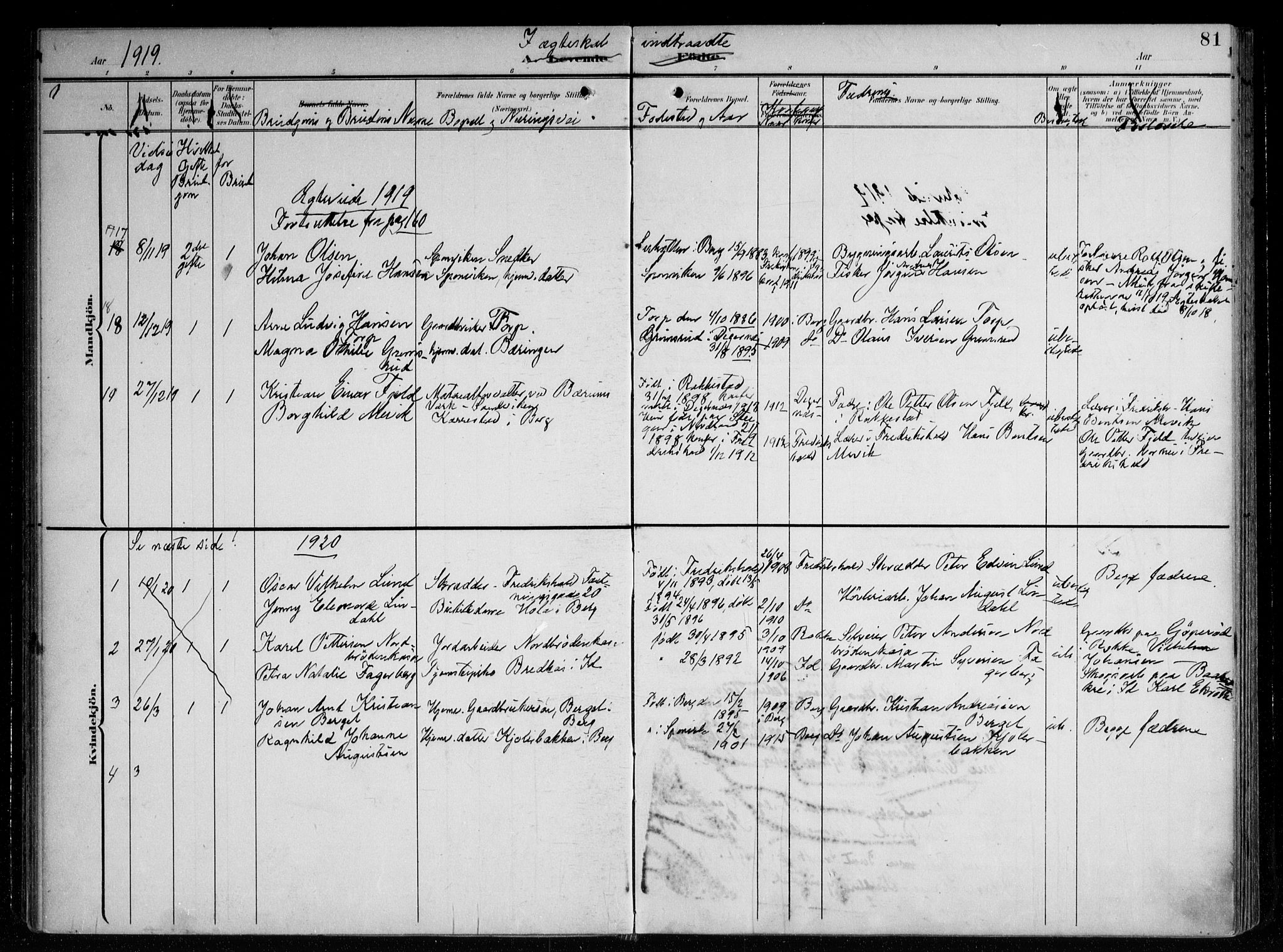 Berg prestekontor Kirkebøker, AV/SAO-A-10902/F/Fa/L0008: Parish register (official) no. I 8, 1902-1920, p. 81