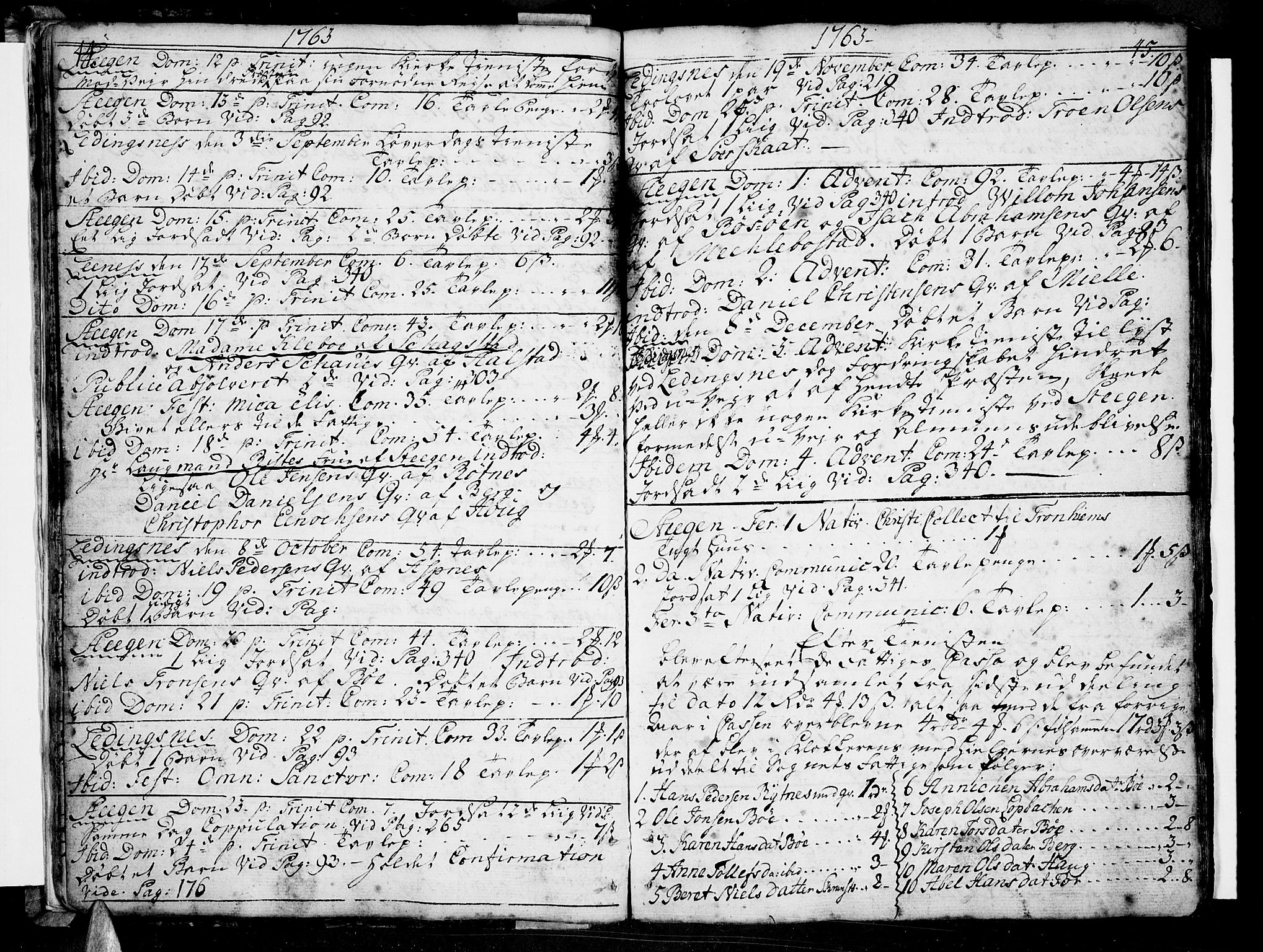 Ministerialprotokoller, klokkerbøker og fødselsregistre - Nordland, SAT/A-1459/855/L0795: Parish register (official) no. 855A03, 1748-1776, p. 44-45