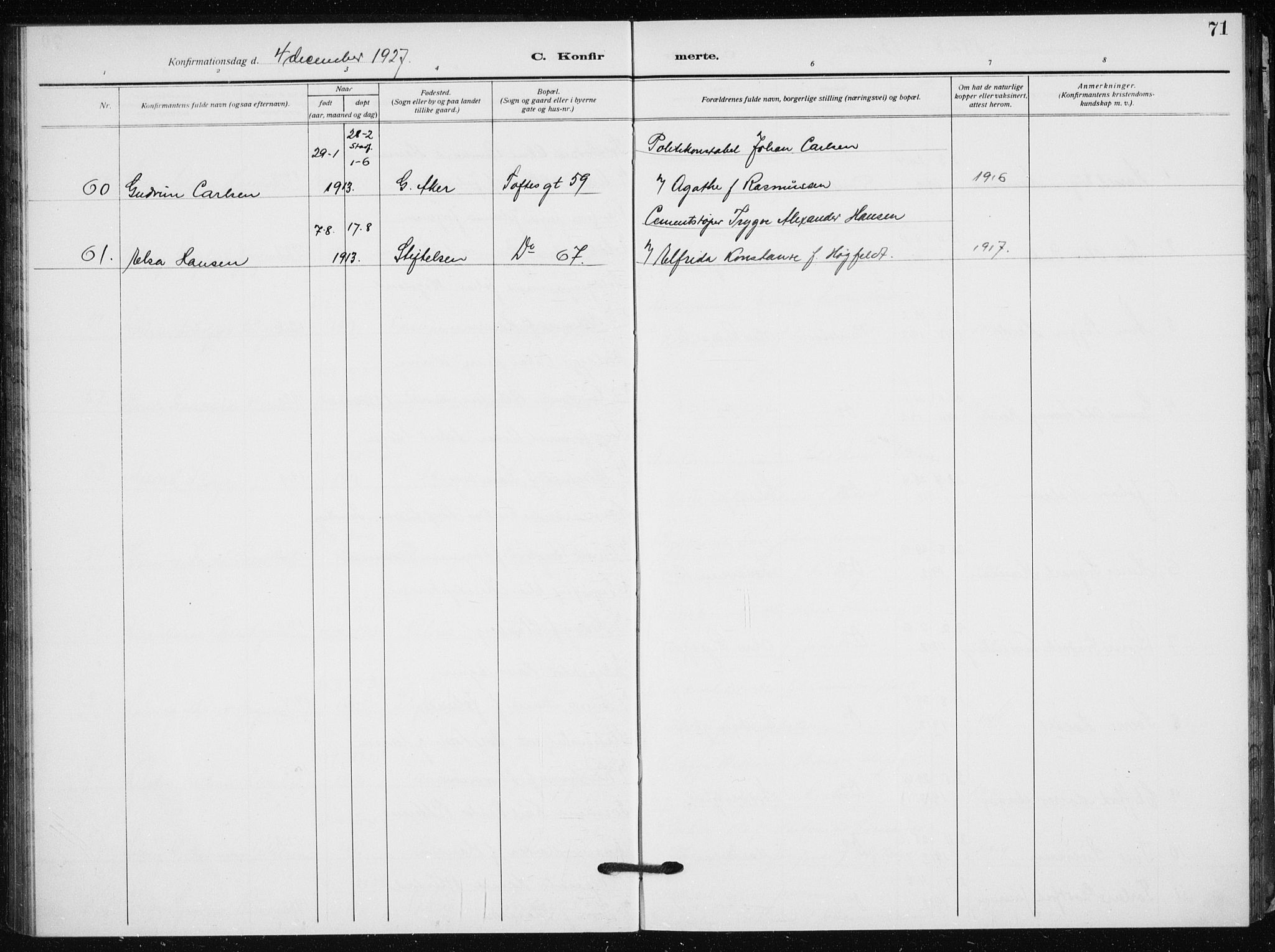 Hauge prestekontor Kirkebøker, AV/SAO-A-10849/F/Fa/L0002: Parish register (official) no. 2, 1917-1938, p. 71