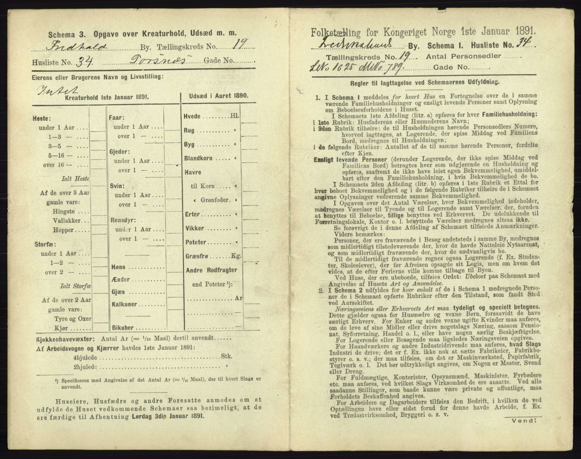 RA, 1891 census for 0101 Fredrikshald, 1891, p. 1742