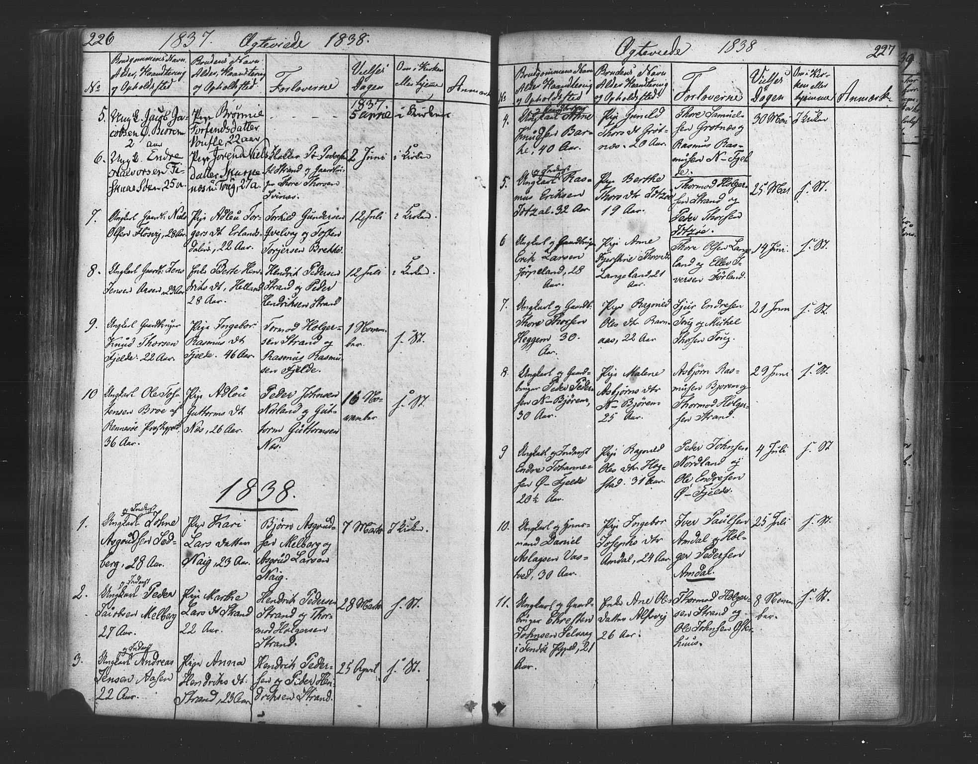 Strand sokneprestkontor, SAST/A-101828/H/Ha/Haa/L0006: Parish register (official) no. A 6, 1834-1854, p. 226-227