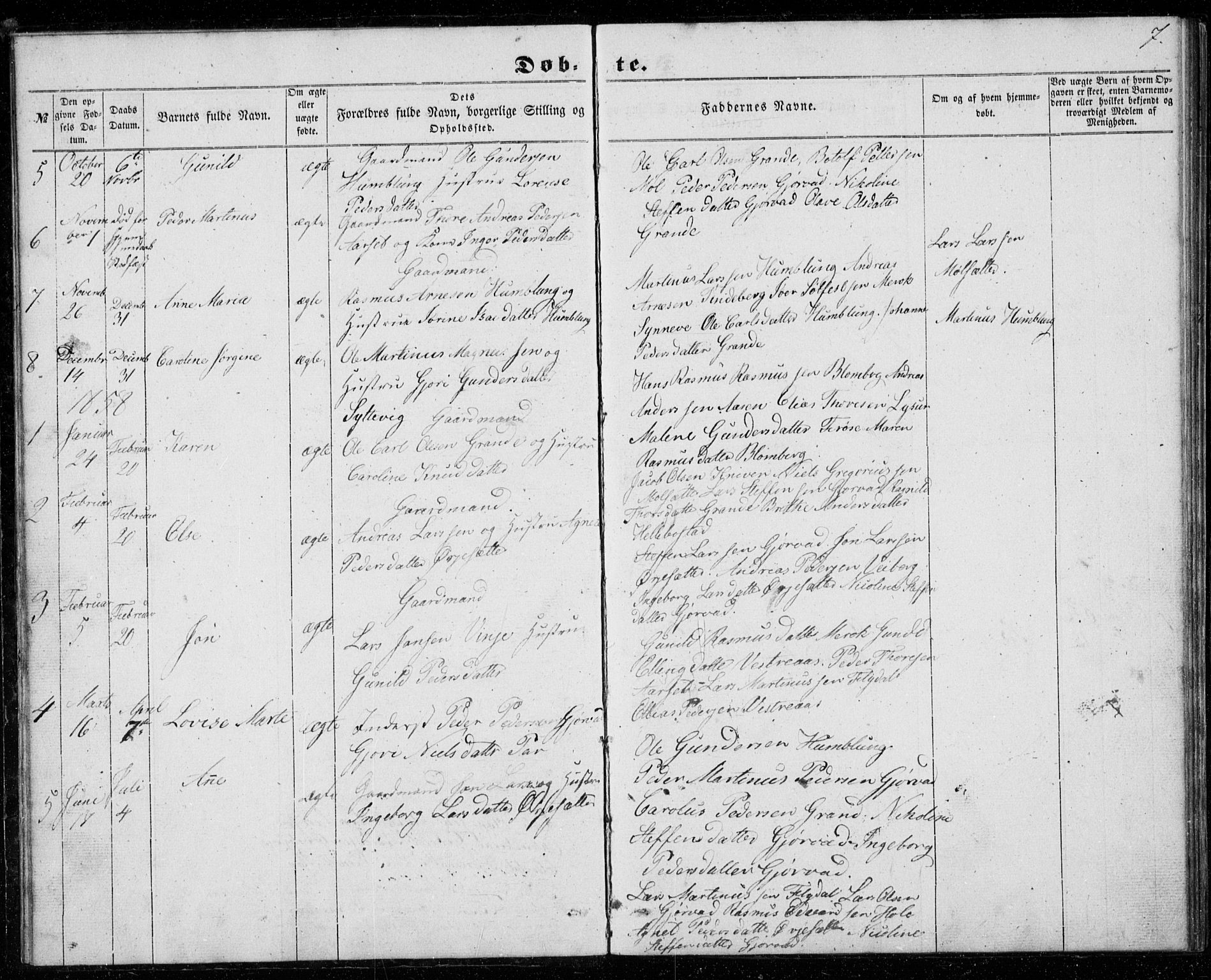 Ministerialprotokoller, klokkerbøker og fødselsregistre - Møre og Romsdal, SAT/A-1454/518/L0234: Parish register (copy) no. 518C01, 1854-1884, p. 7
