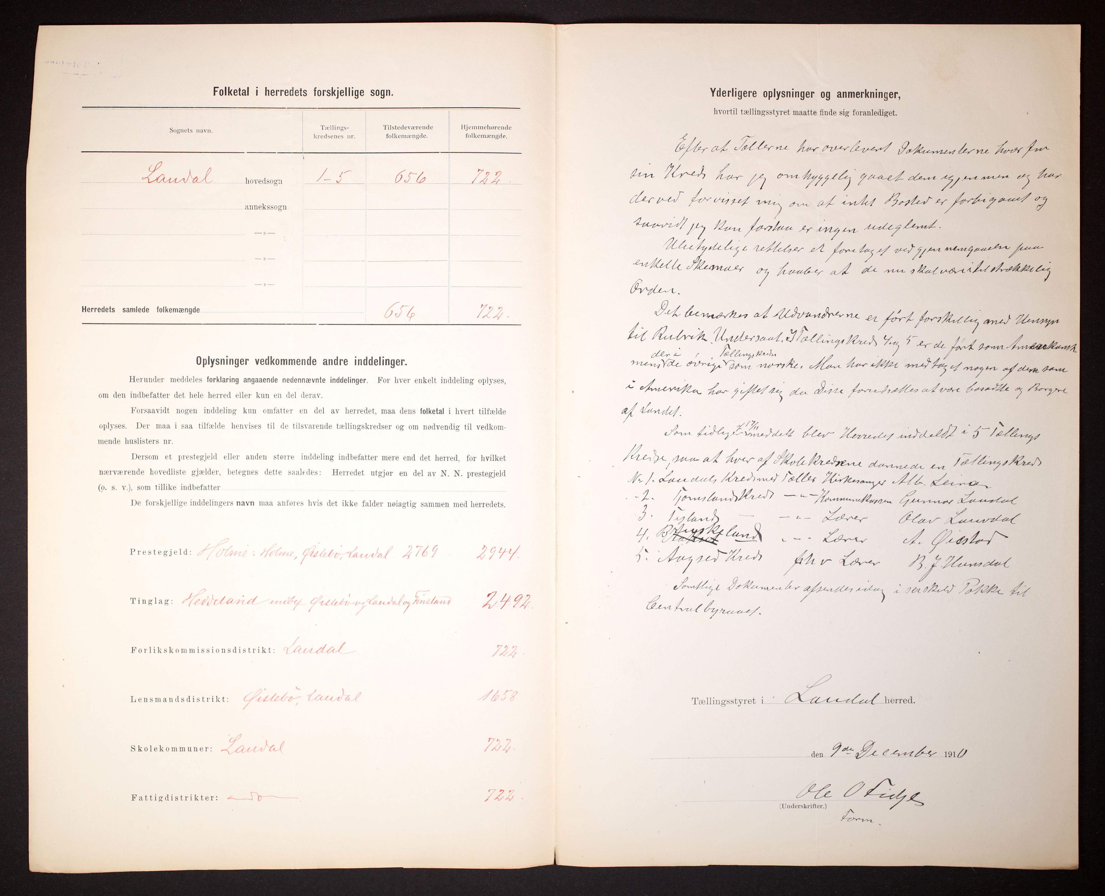 RA, 1910 census for Laudal, 1910, p. 3