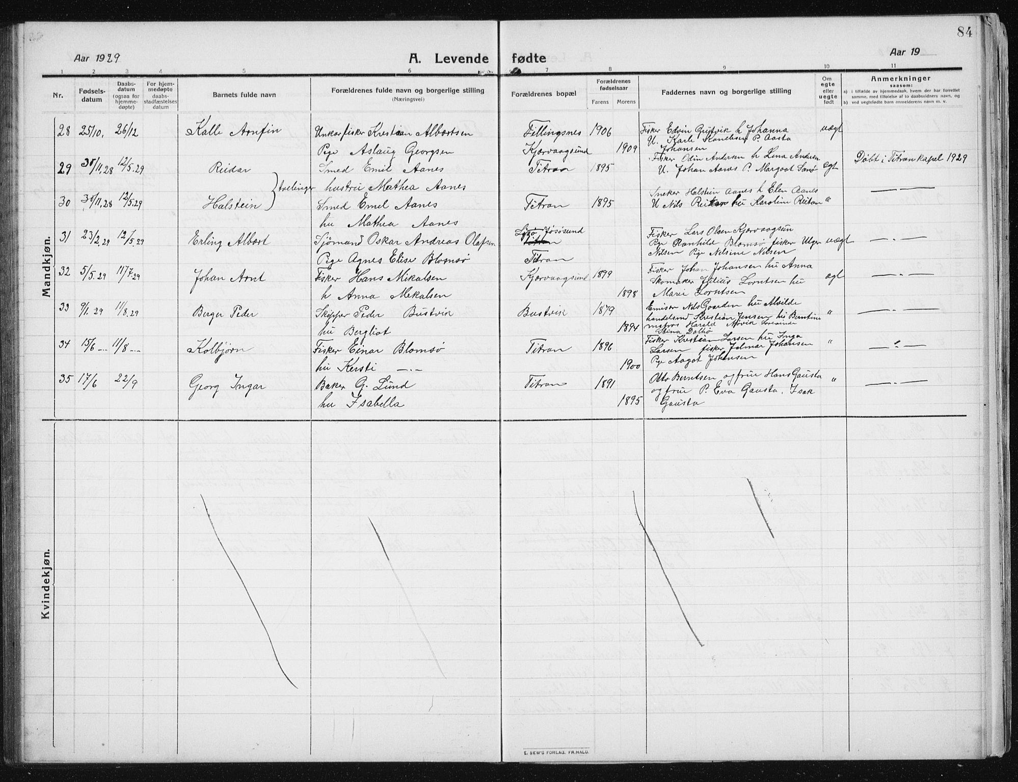 Ministerialprotokoller, klokkerbøker og fødselsregistre - Sør-Trøndelag, AV/SAT-A-1456/641/L0599: Parish register (copy) no. 641C03, 1910-1938, p. 84