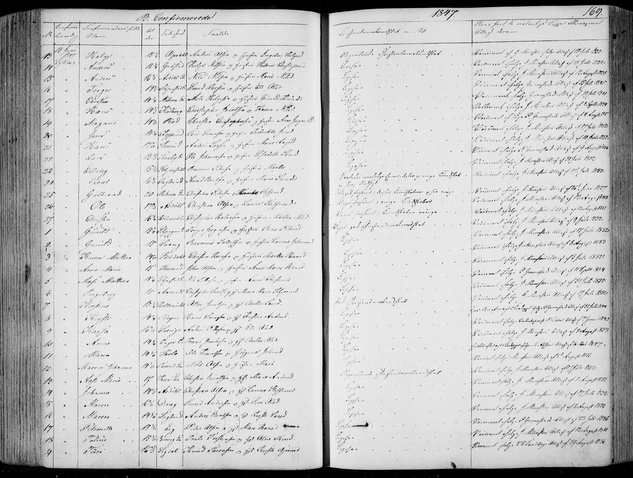 Lier kirkebøker, AV/SAKO-A-230/F/Fa/L0011: Parish register (official) no. I 11, 1843-1854, p. 169