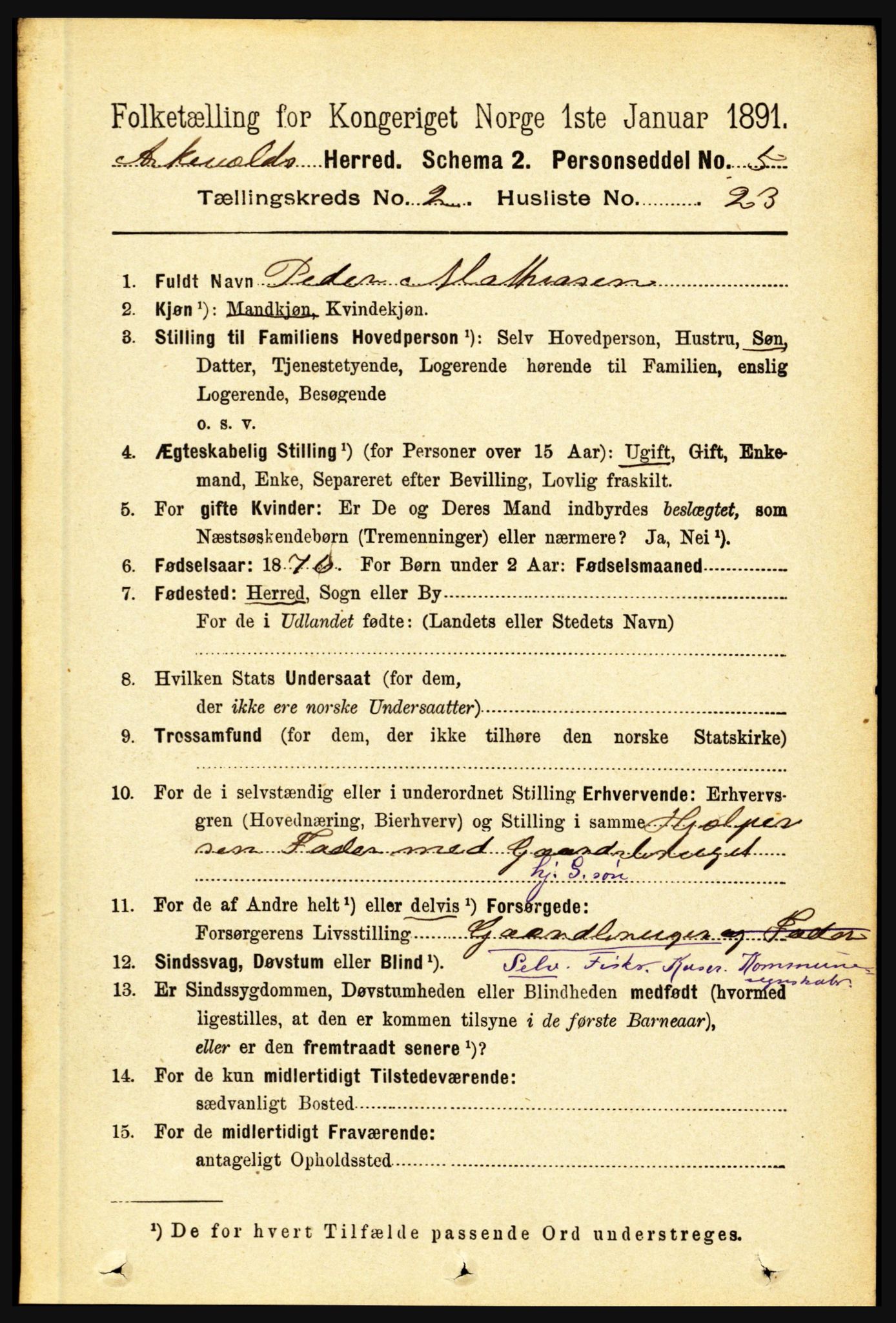 RA, 1891 census for 1428 Askvoll, 1891, p. 585