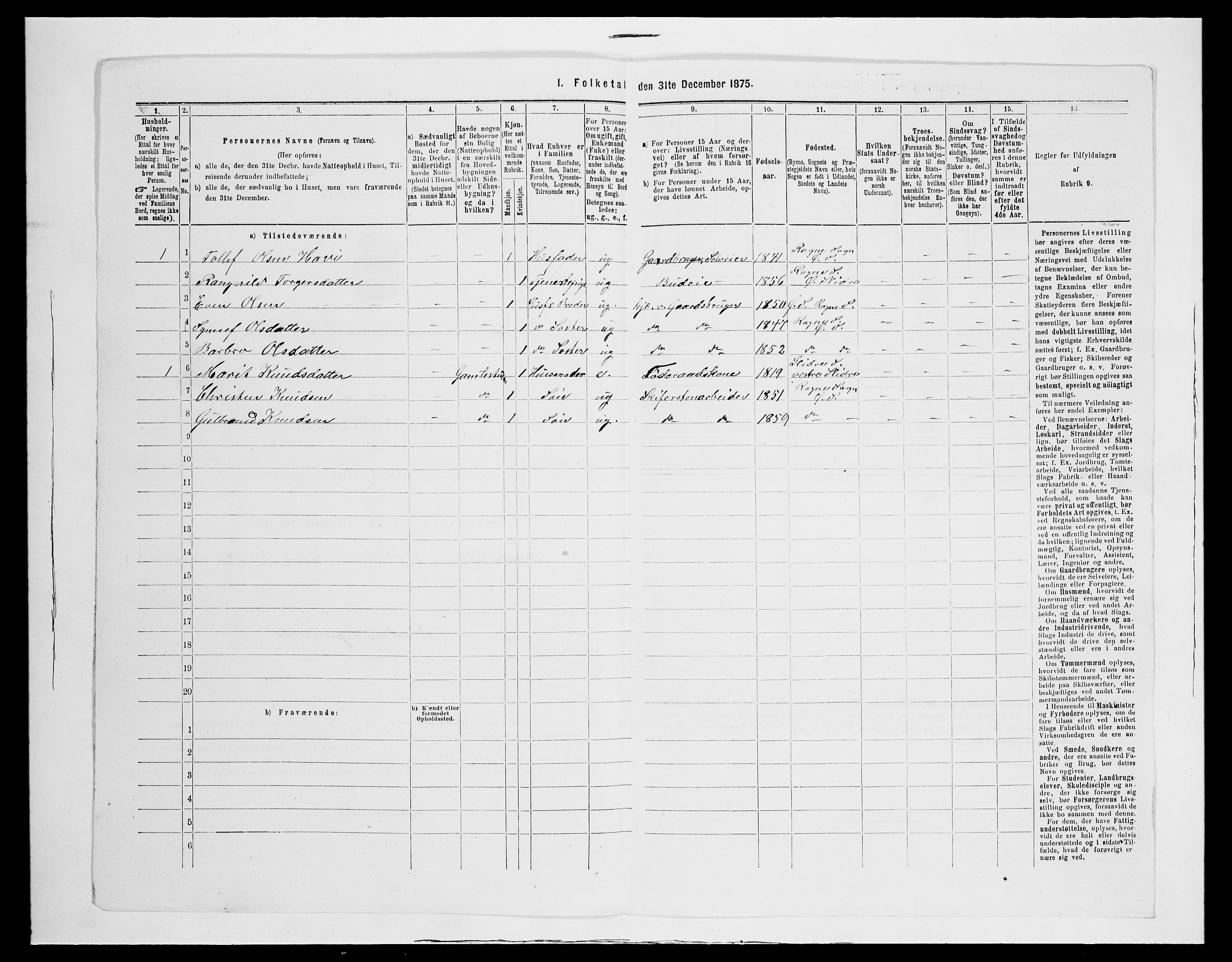 SAH, 1875 census for 0544P Øystre Slidre, 1875, p. 693