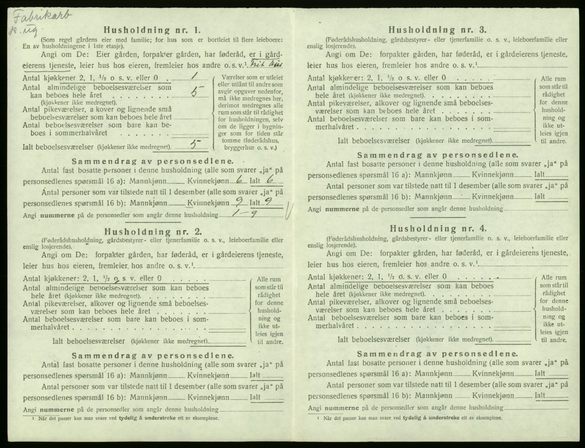 SAB, 1920 census for Ullensvang, 1920, p. 698