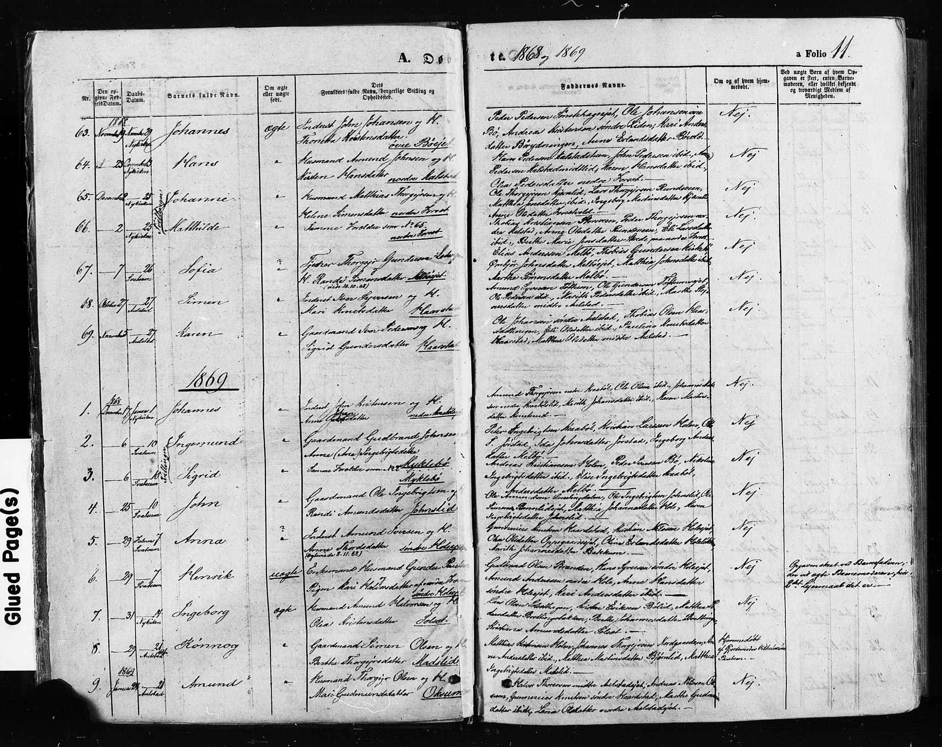 Gausdal prestekontor, SAH/PREST-090/H/Ha/Haa/L0010: Parish register (official) no. 10, 1867-1886, p. 11