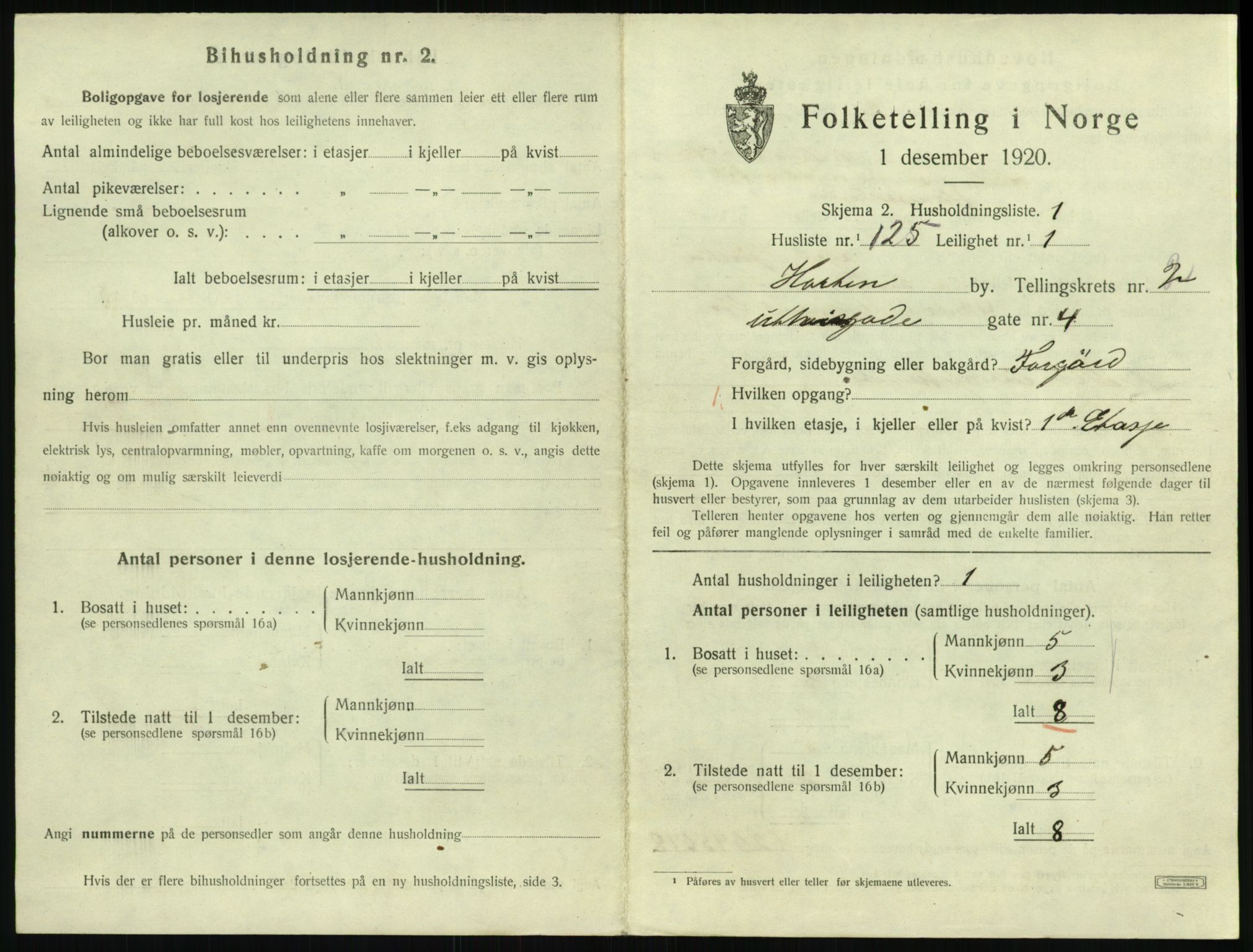 SAKO, 1920 census for Horten, 1920, p. 3789