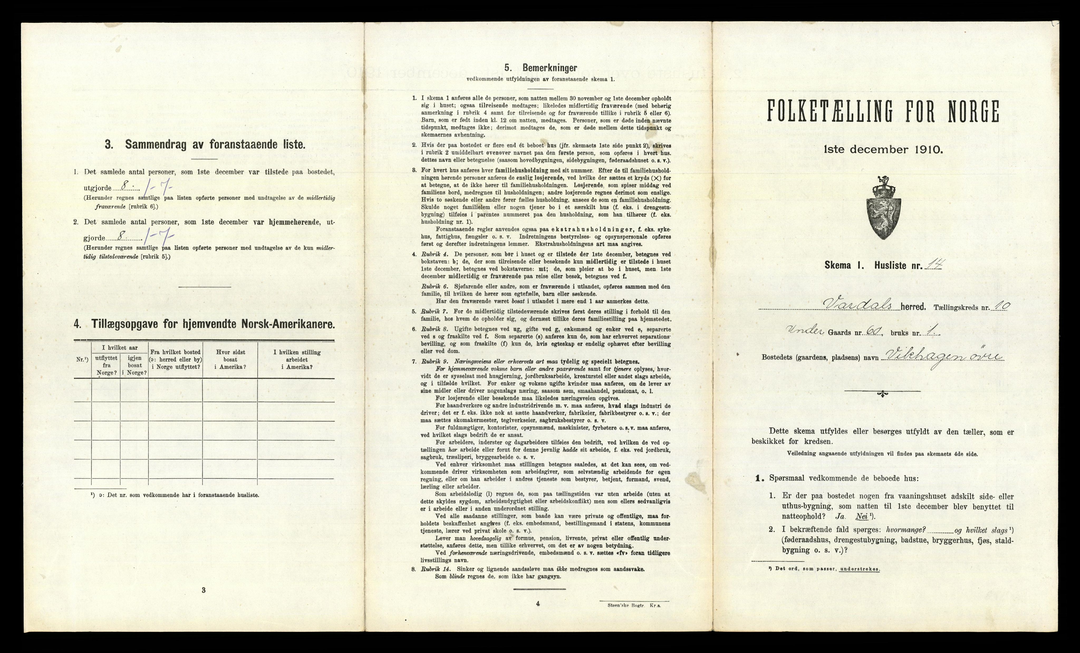 RA, 1910 census for Vardal, 1910, p. 1434