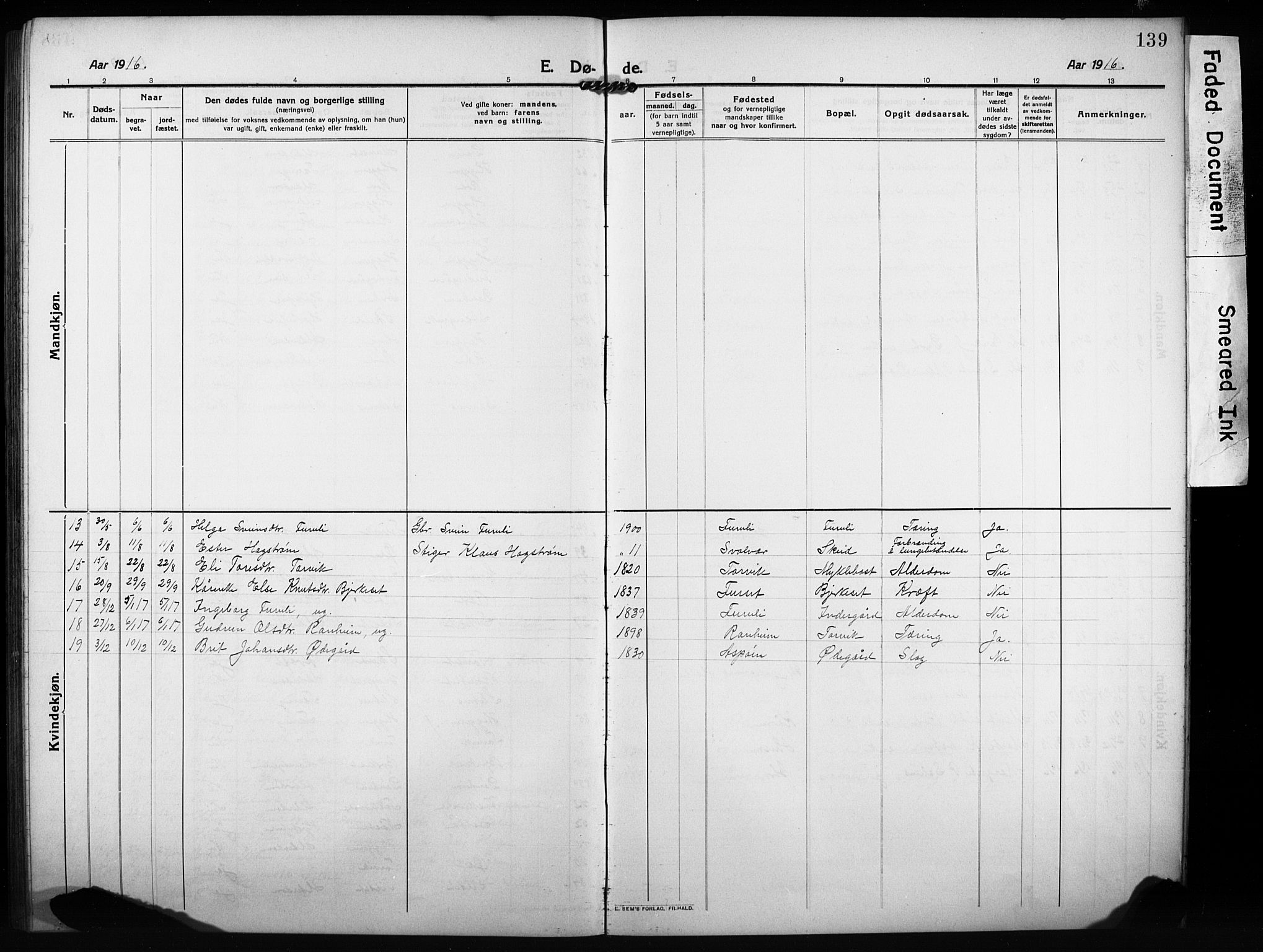 Ministerialprotokoller, klokkerbøker og fødselsregistre - Møre og Romsdal, AV/SAT-A-1454/584/L0970: Parish register (copy) no. 584C03, 1912-1932, p. 139