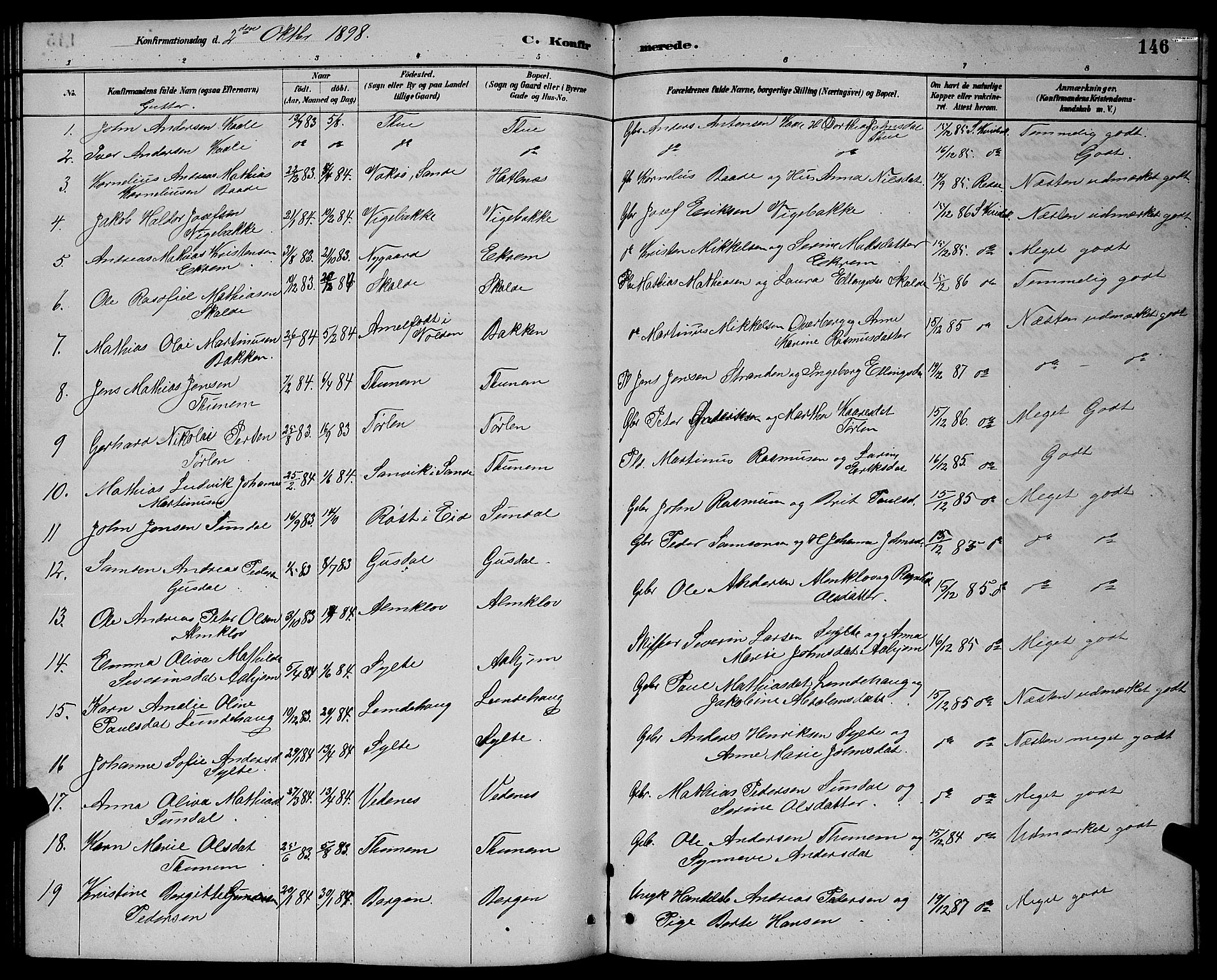 Ministerialprotokoller, klokkerbøker og fødselsregistre - Møre og Romsdal, AV/SAT-A-1454/501/L0017: Parish register (copy) no. 501C03, 1885-1901, p. 146