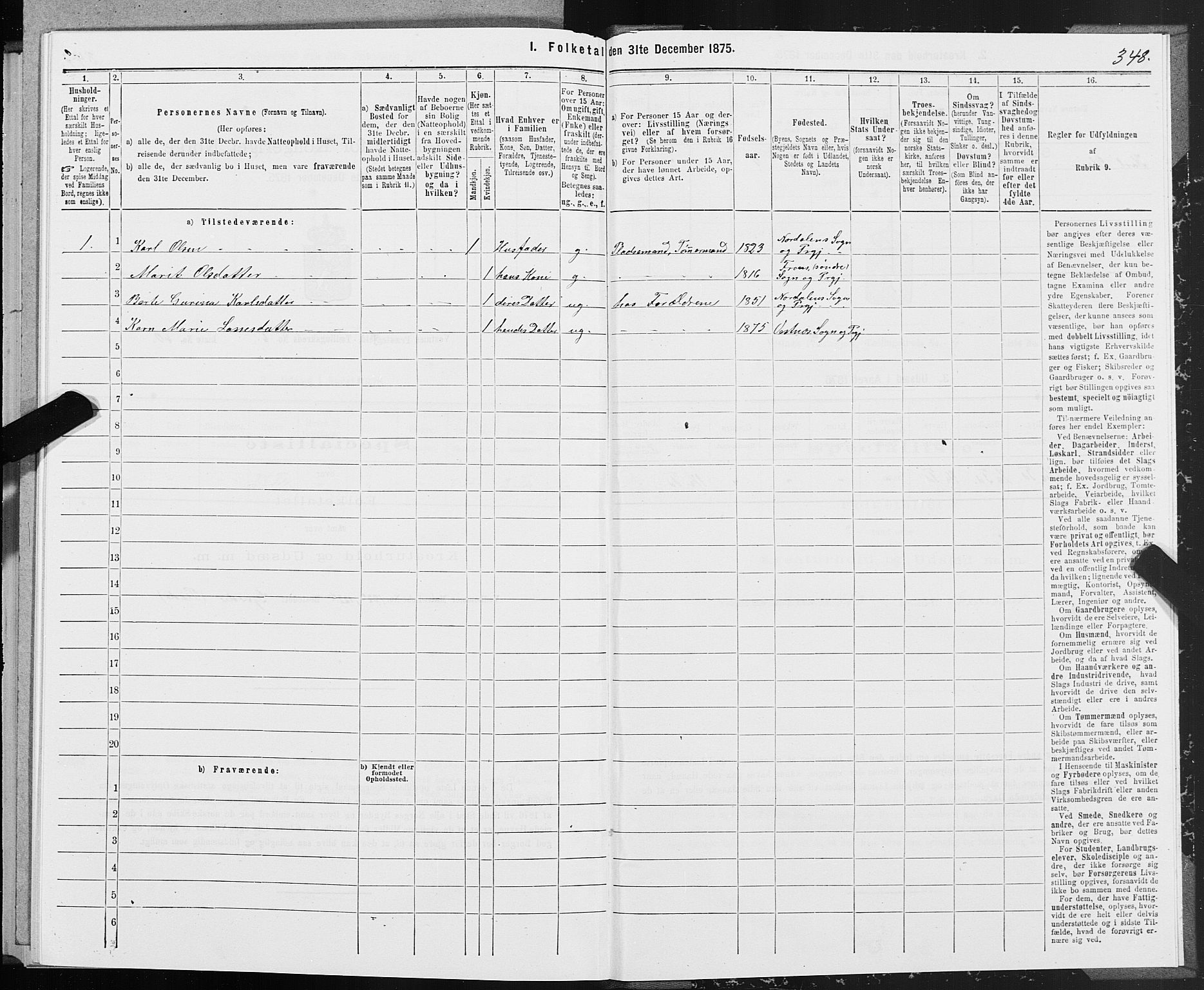 SAT, 1875 census for 1535P Vestnes, 1875, p. 2348