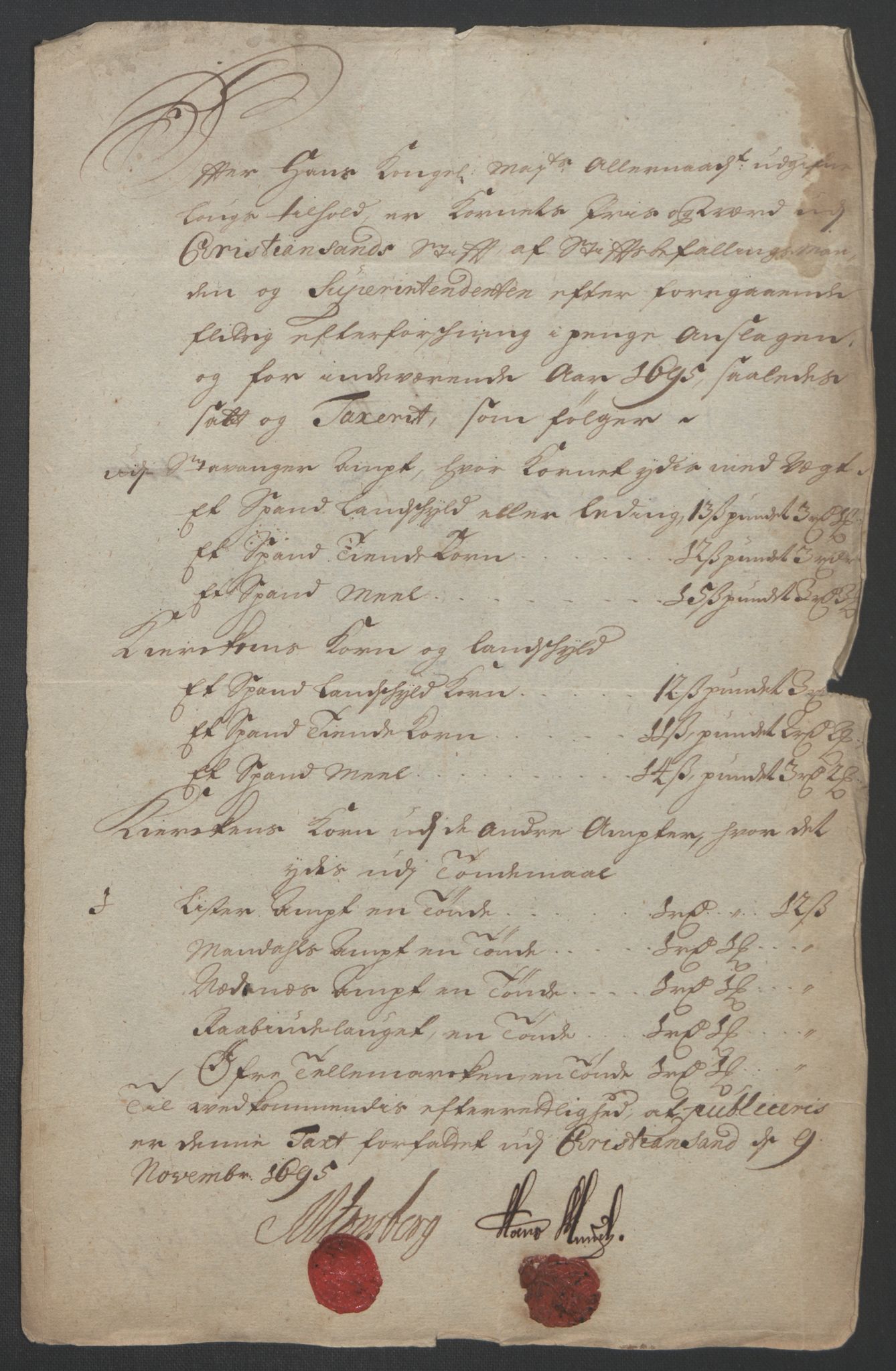 Rentekammeret inntil 1814, Reviderte regnskaper, Fogderegnskap, AV/RA-EA-4092/R47/L2857: Fogderegnskap Ryfylke, 1694-1696, p. 122