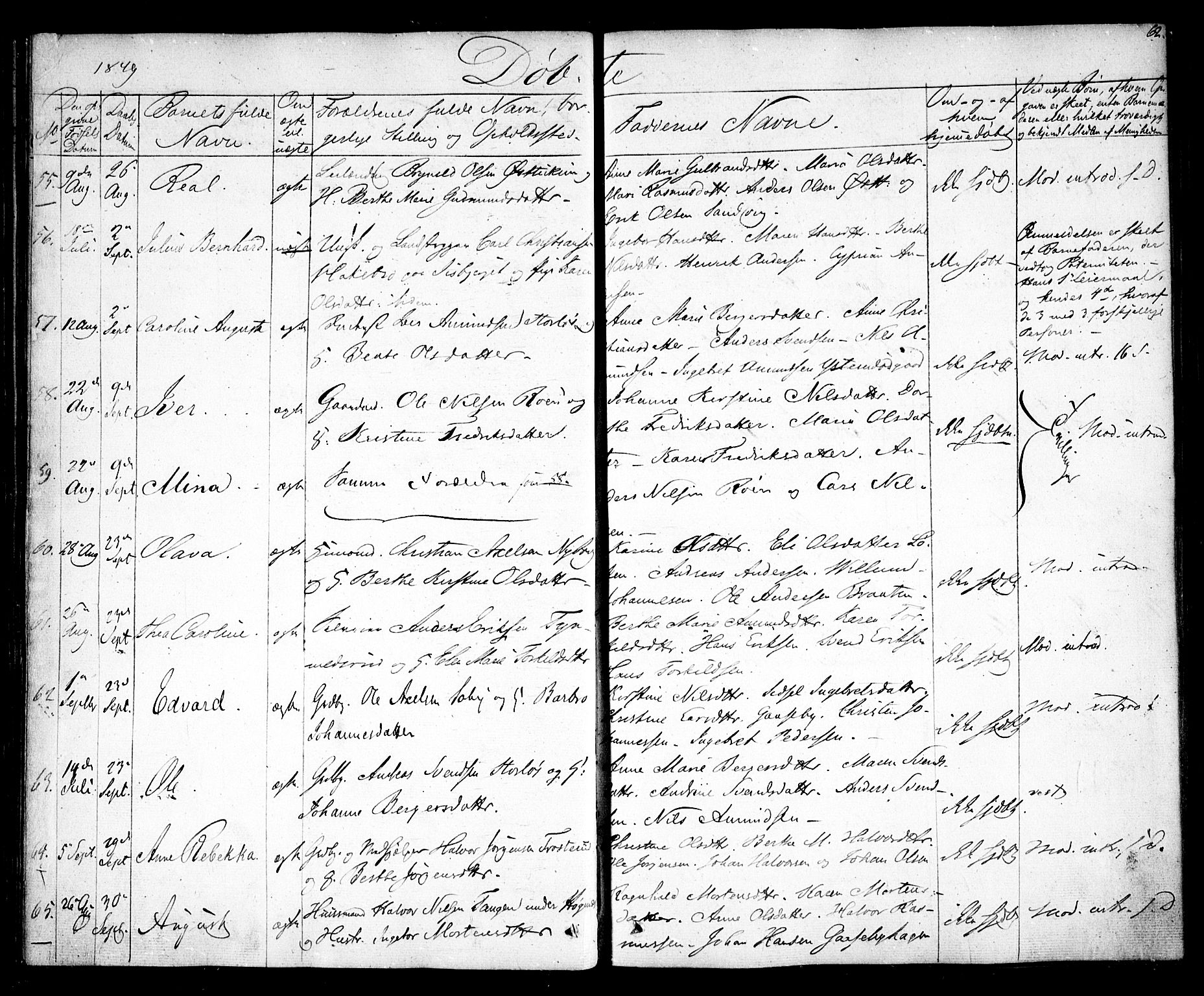 Rødenes prestekontor Kirkebøker, AV/SAO-A-2005/F/Fa/L0005: Parish register (official) no. I 5, 1838-1849, p. 62