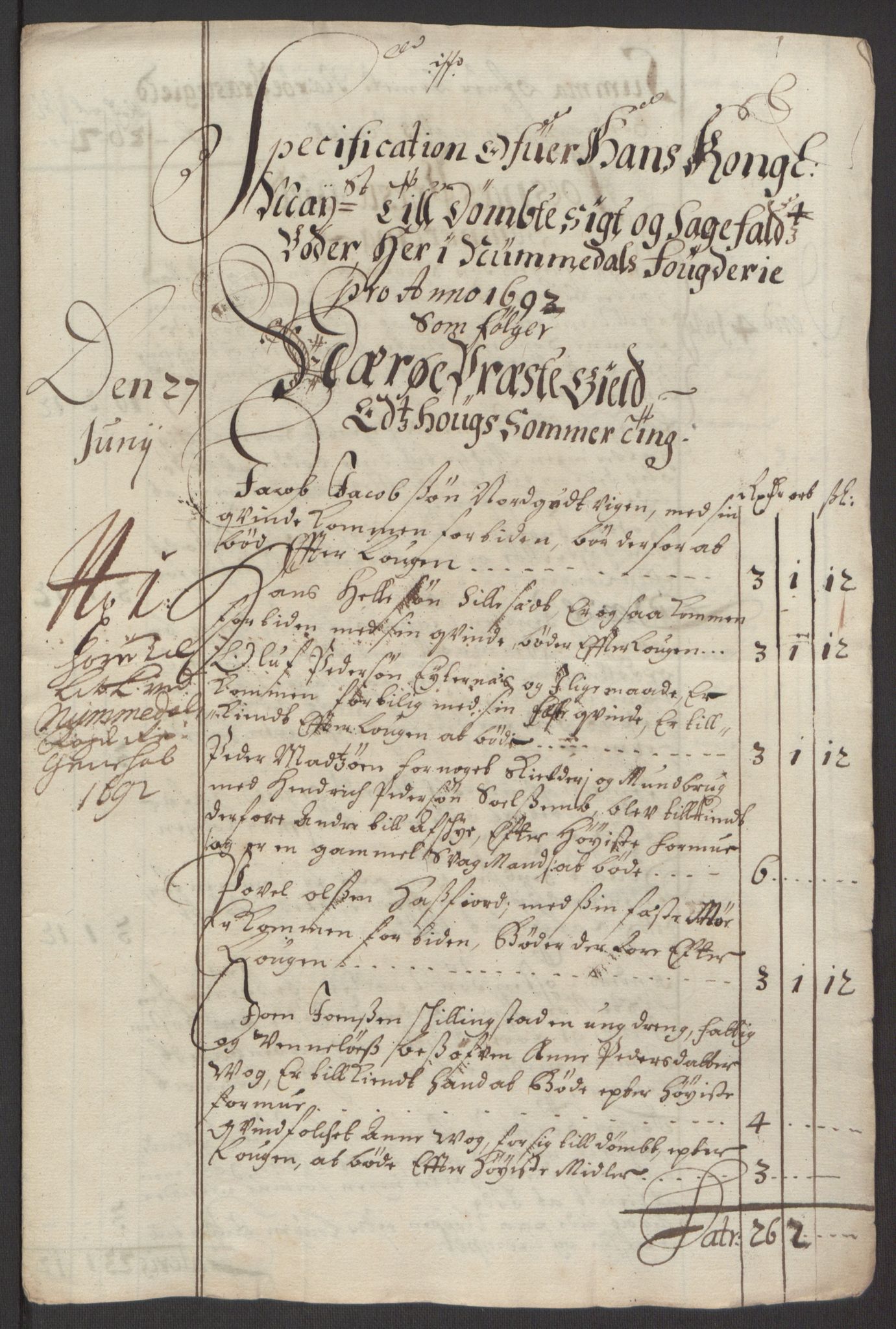 Rentekammeret inntil 1814, Reviderte regnskaper, Fogderegnskap, AV/RA-EA-4092/R64/L4424: Fogderegnskap Namdal, 1692-1695, p. 120