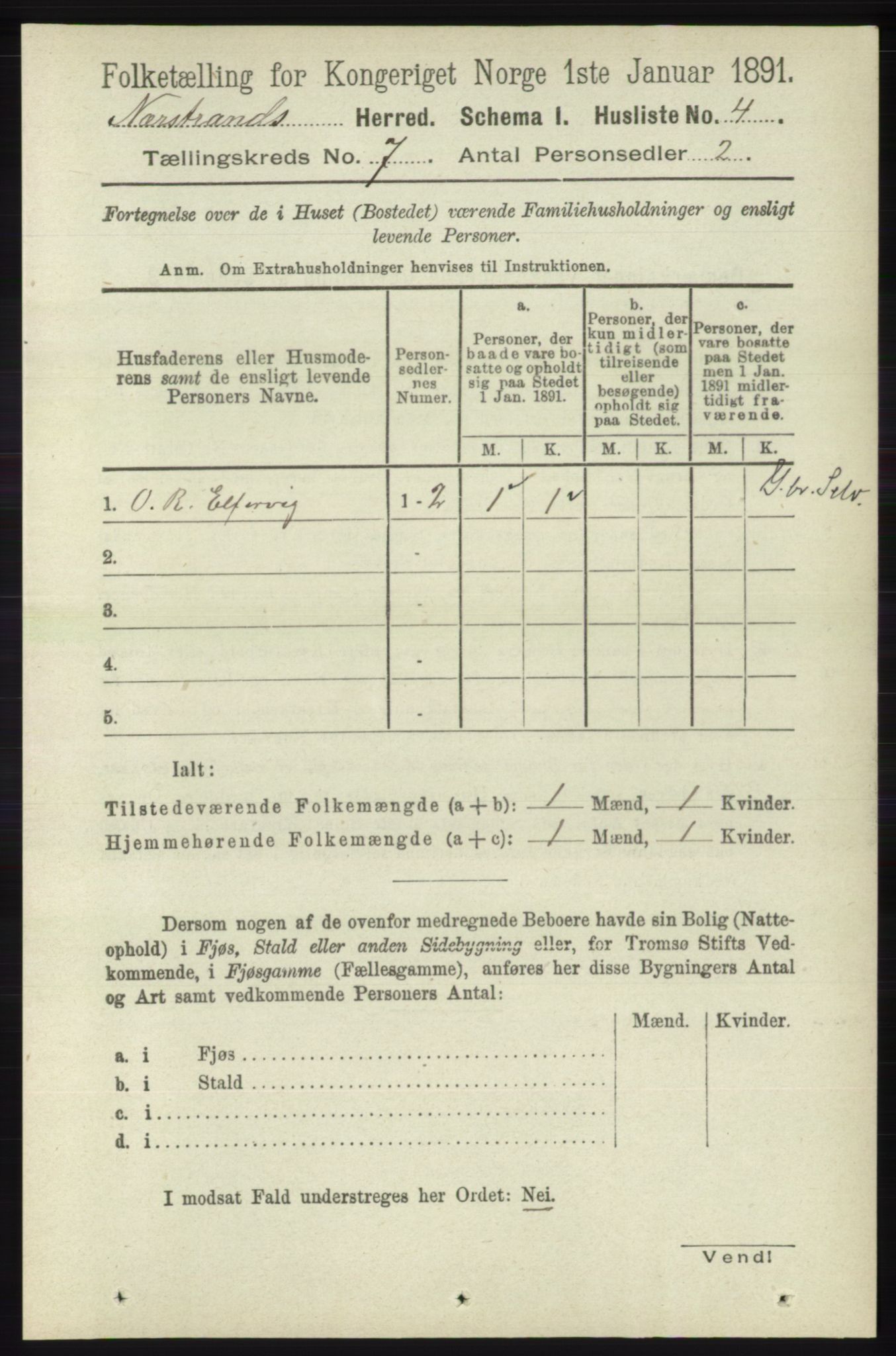 RA, 1891 census for 1139 Nedstrand, 1891, p. 1148