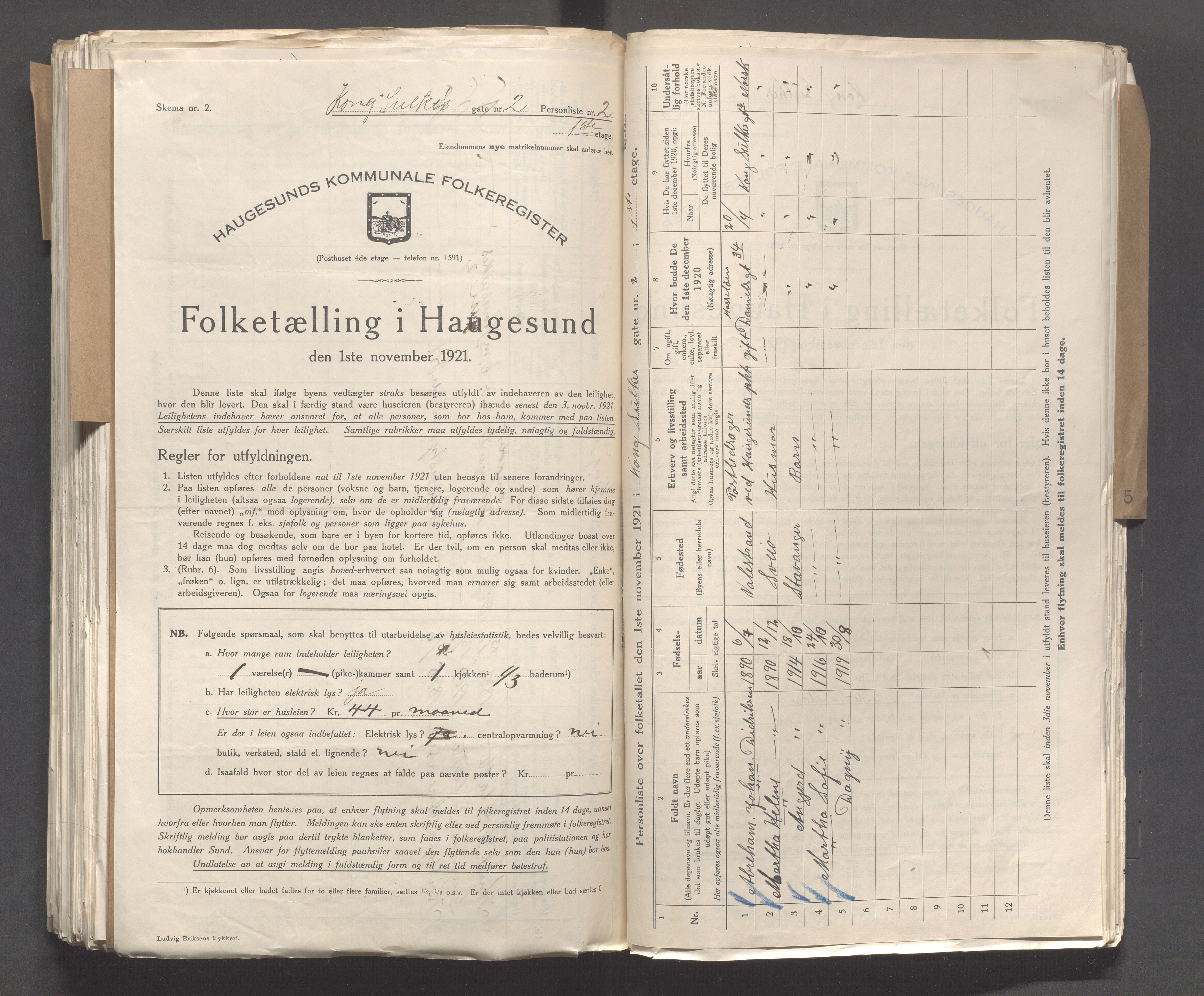 IKAR, Local census 1.11.1921 for Haugesund, 1921, p. 2935