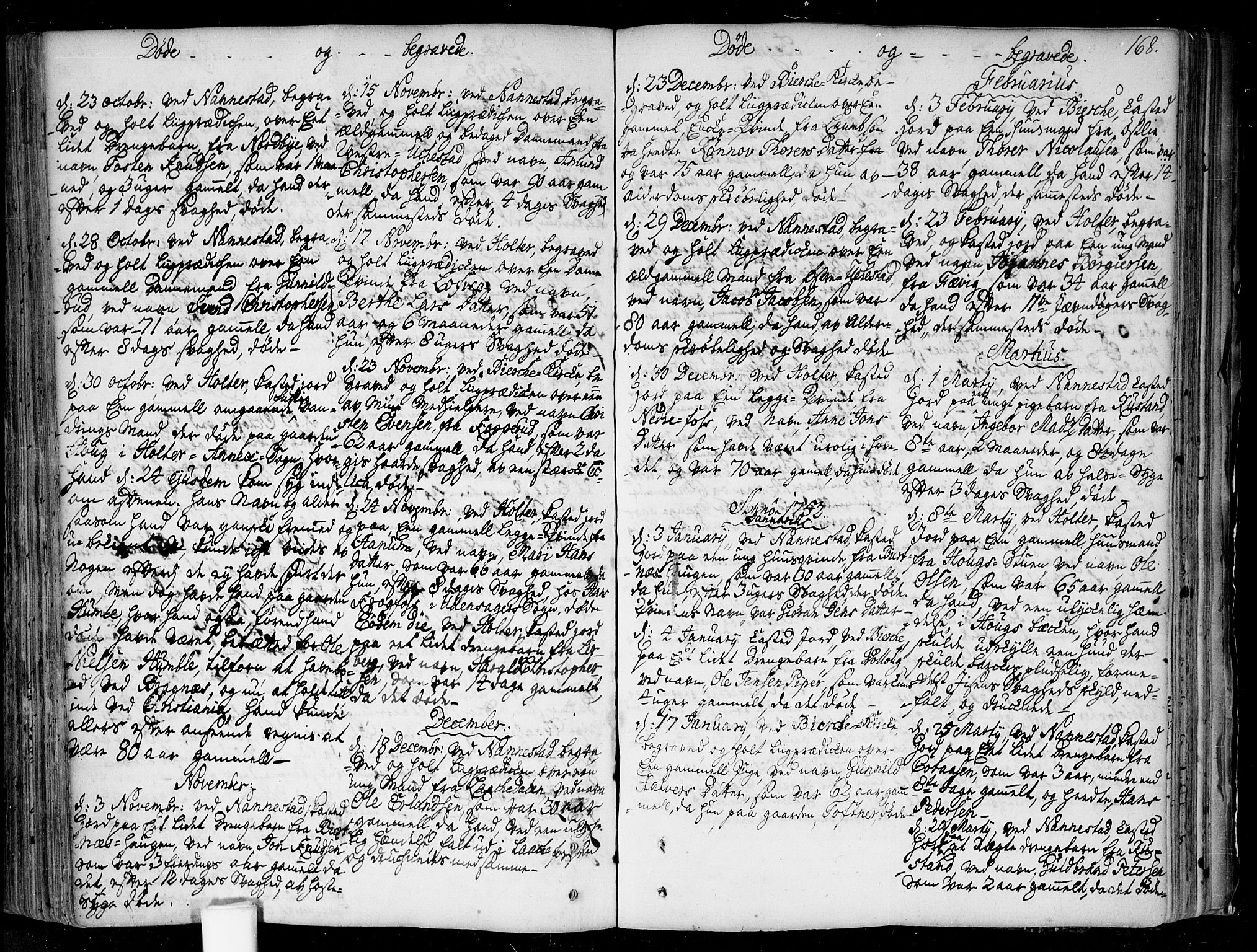 Nannestad prestekontor Kirkebøker, SAO/A-10414a/F/Fa/L0006: Parish register (official) no. I 6, 1739-1754, p. 168