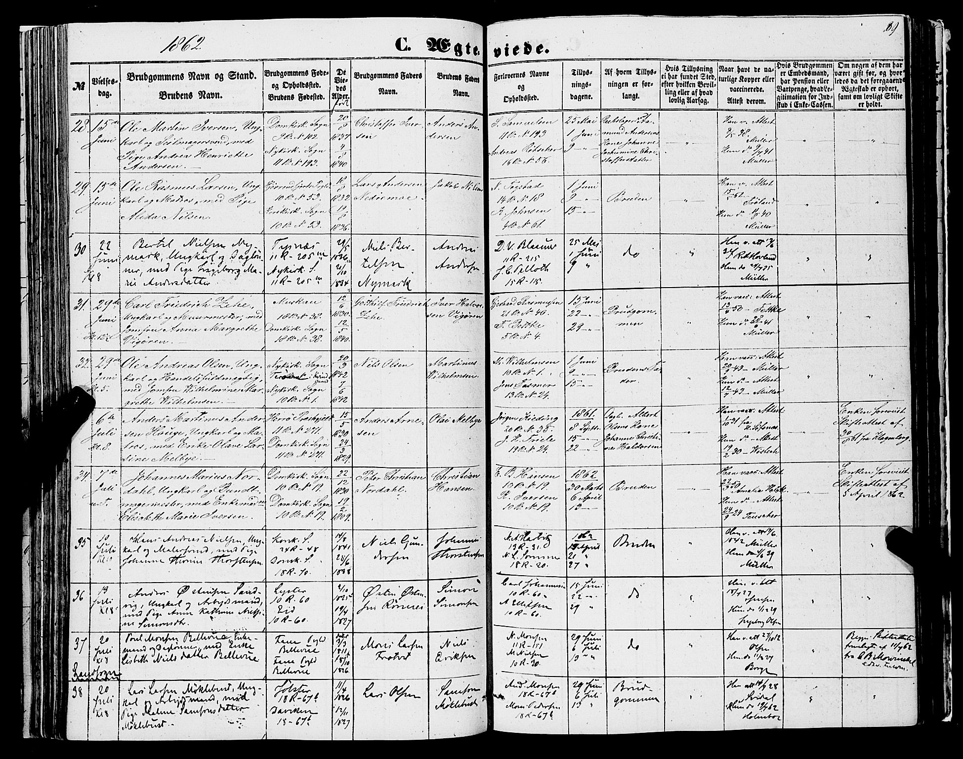 Domkirken sokneprestembete, AV/SAB-A-74801/H/Haa/L0034: Parish register (official) no. D 2, 1853-1874, p. 89