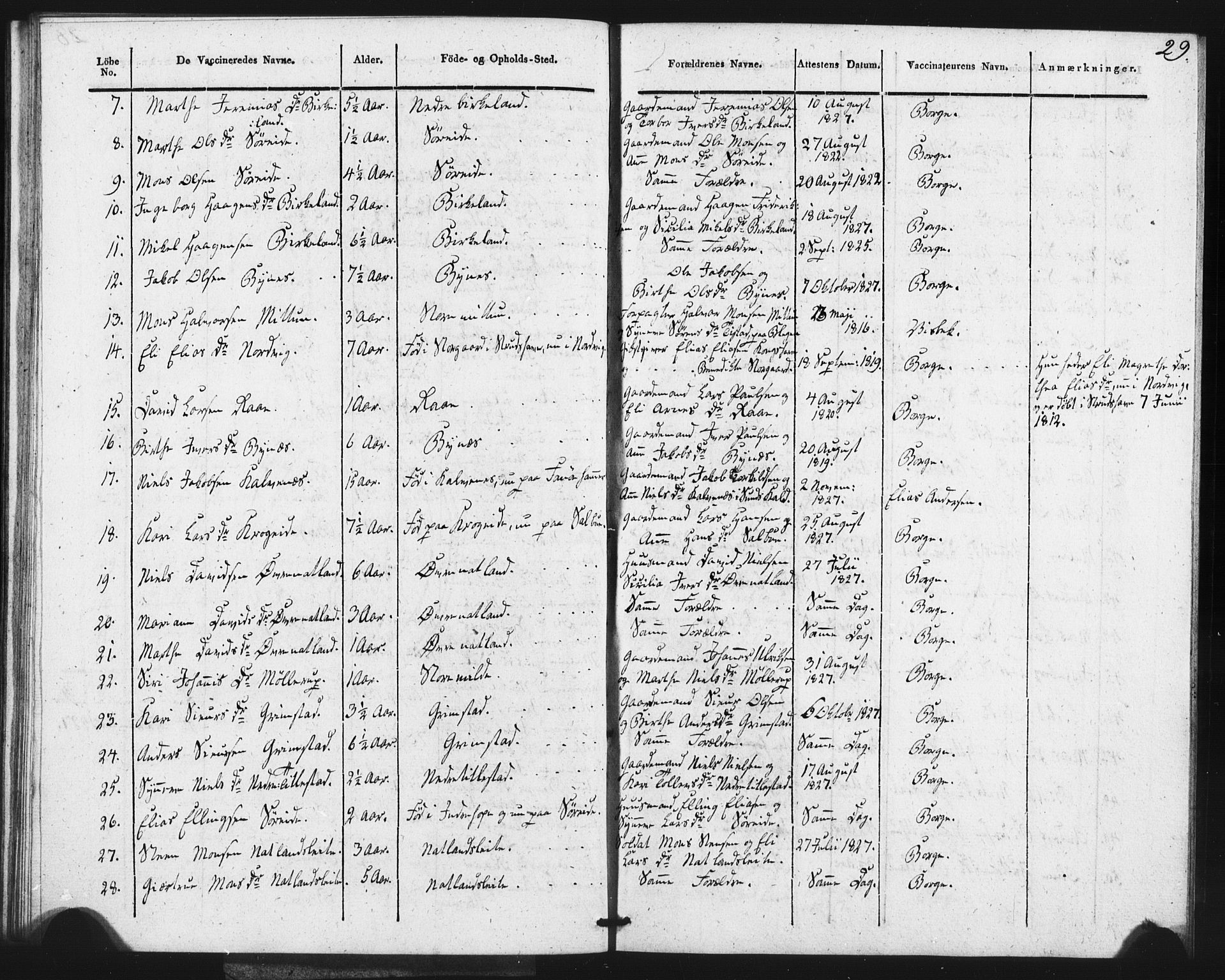 Fana Sokneprestembete, AV/SAB-A-75101/H/Haa/Haaa/L0013: Parish register (official) no. A 13, 1819-1833, p. 29