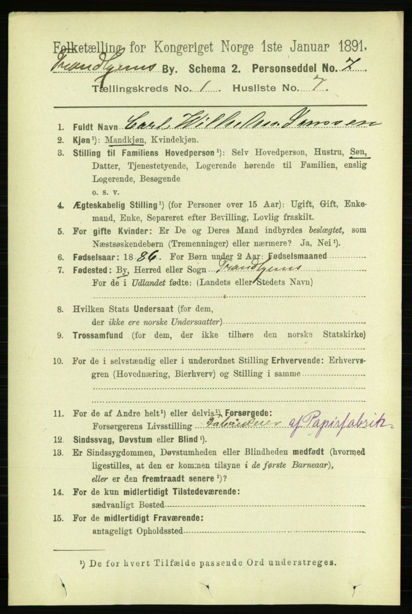 RA, 1891 census for 1601 Trondheim, 1891, p. 2687