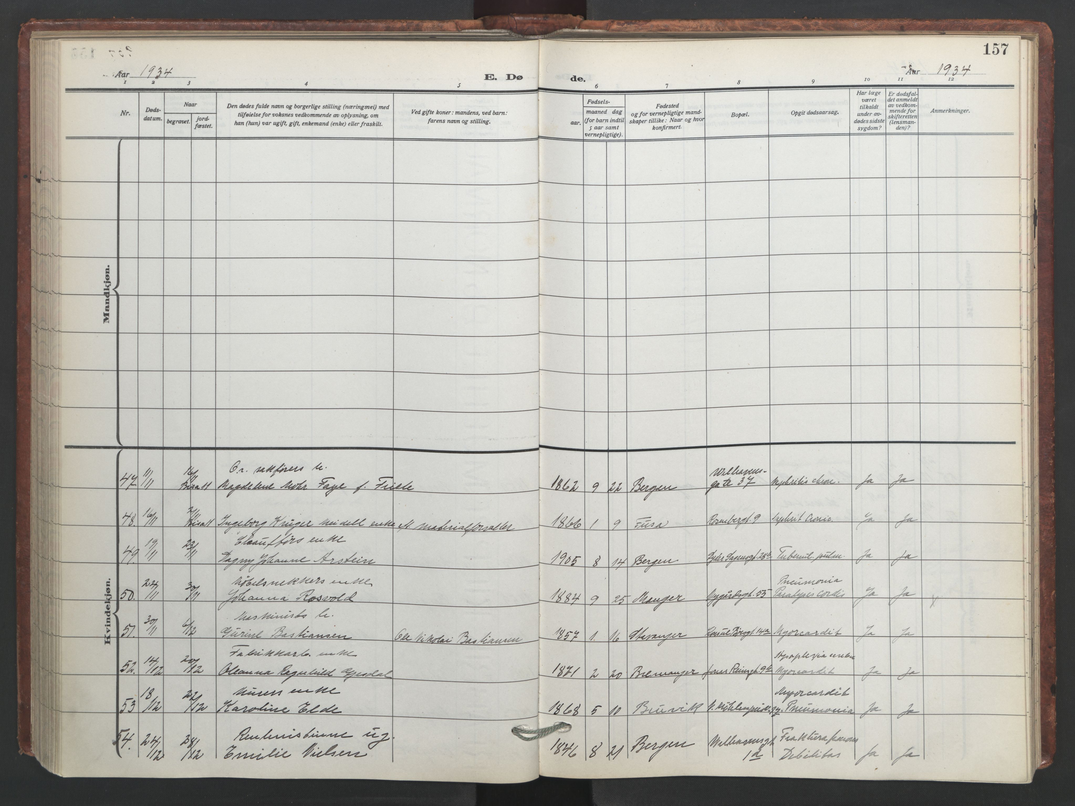 Johanneskirken sokneprestembete, AV/SAB-A-76001/H/Hab: Parish register (copy) no. D 2, 1916-1950, p. 156b-157a