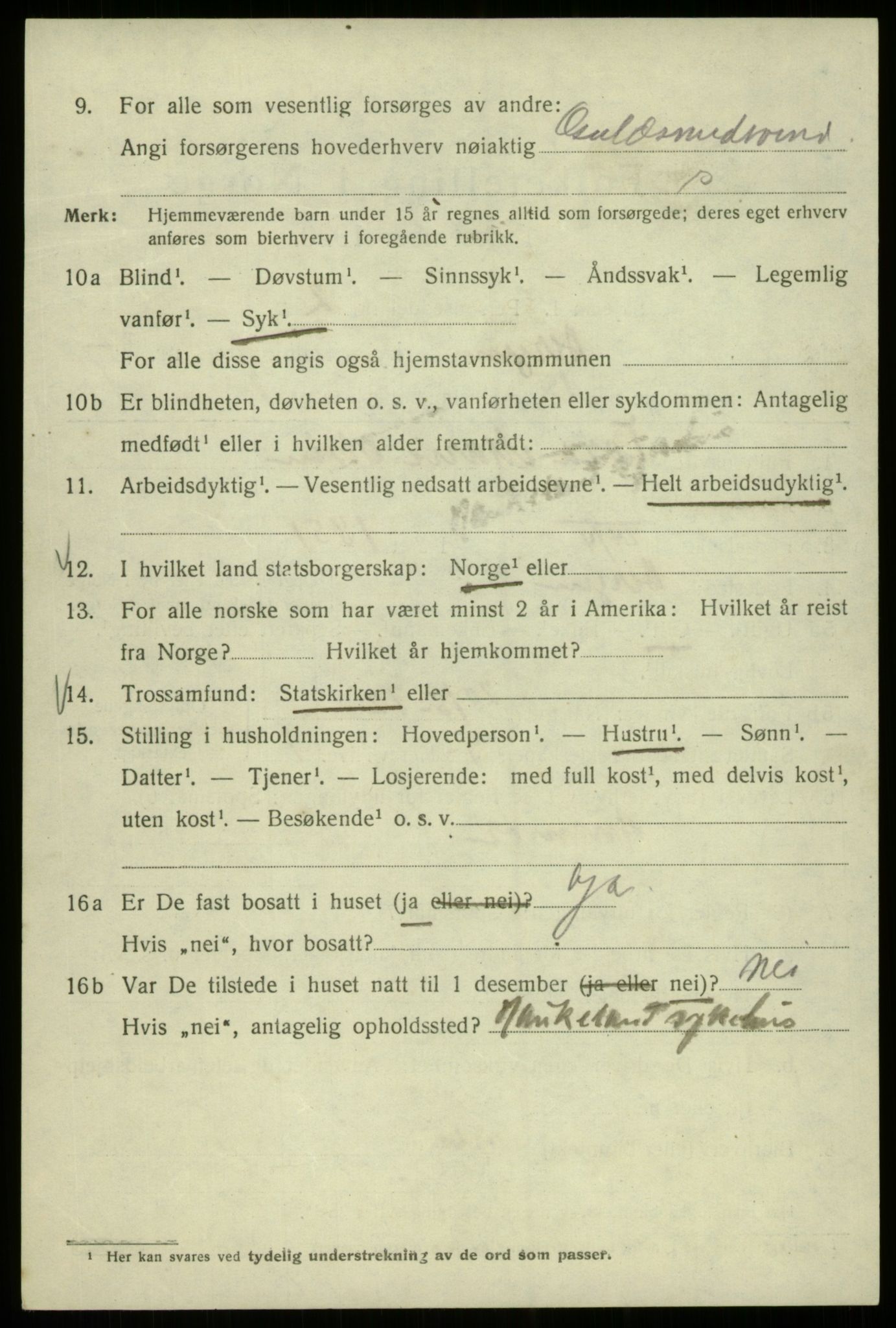 SAB, 1920 census for Bergen, 1920, p. 104389