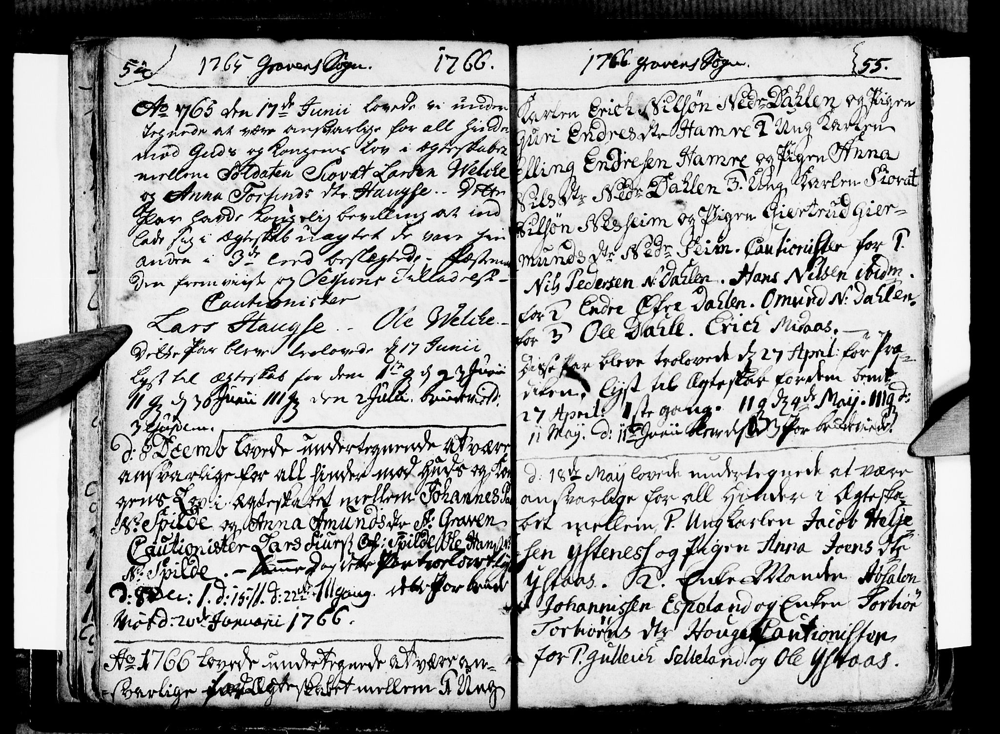 Ulvik sokneprestembete, SAB/A-78801/H/Haa: Parish register (official) no. A 9, 1743-1792, p. 54-55