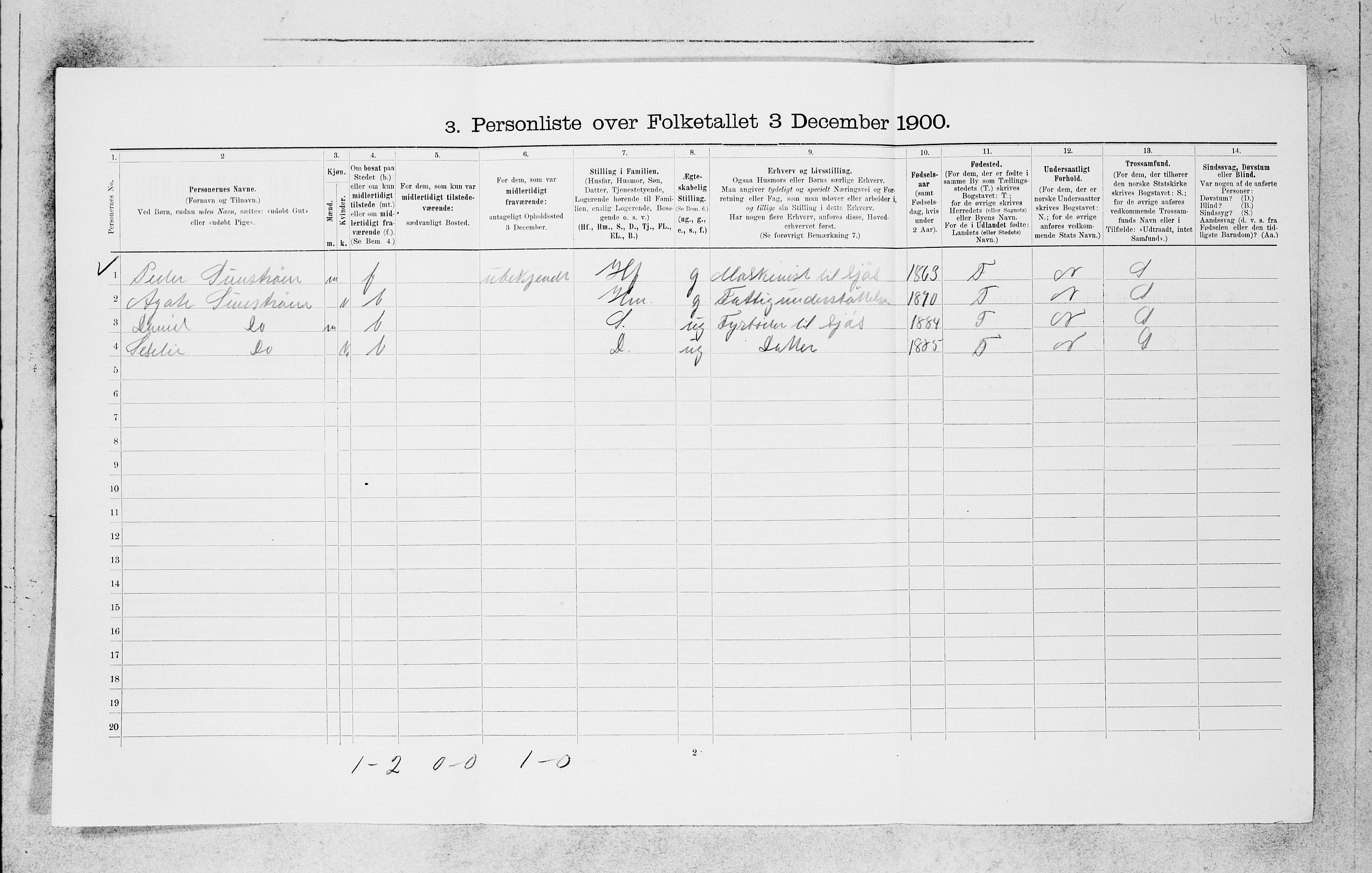 SAB, 1900 census for Bergen, 1900, p. 11244