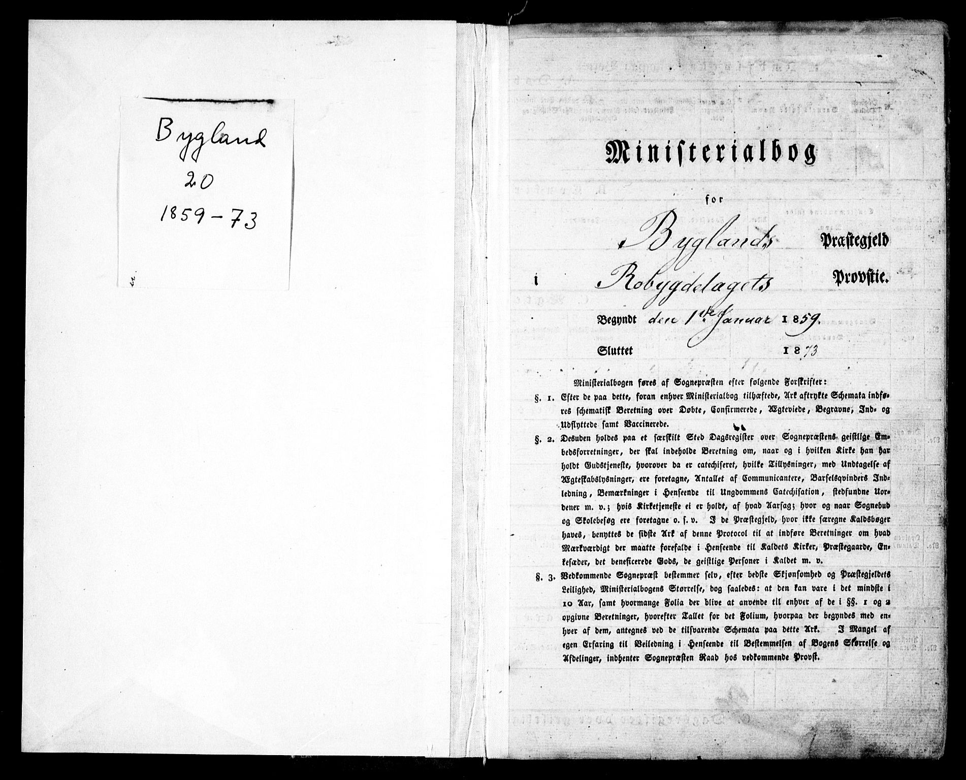 Bygland sokneprestkontor, AV/SAK-1111-0006/F/Fa/Fab/L0005: Parish register (official) no. A 5, 1859-1873