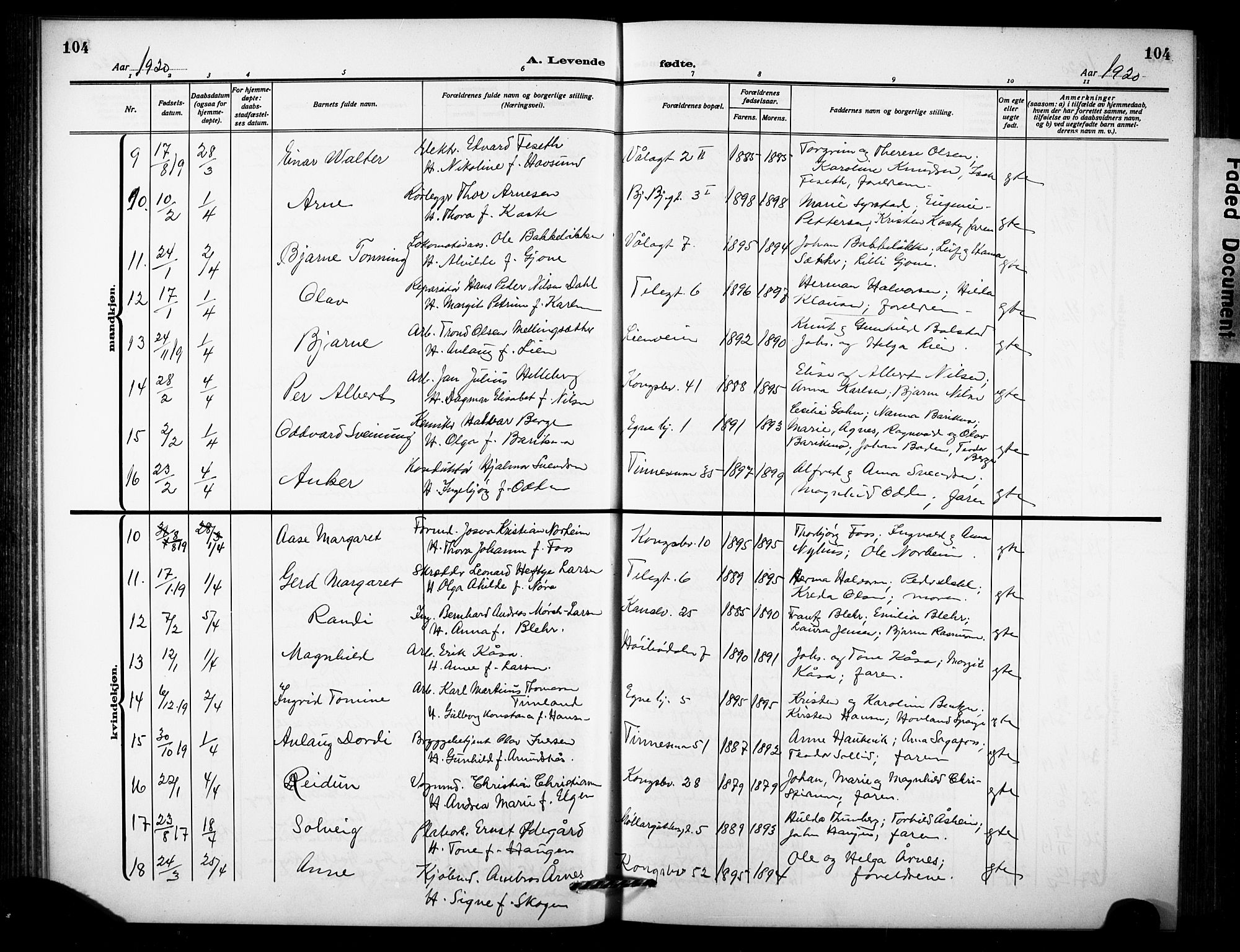 Notodden kirkebøker, AV/SAKO-A-290/G/Ga/L0001: Parish register (copy) no. 1, 1912-1923, p. 104