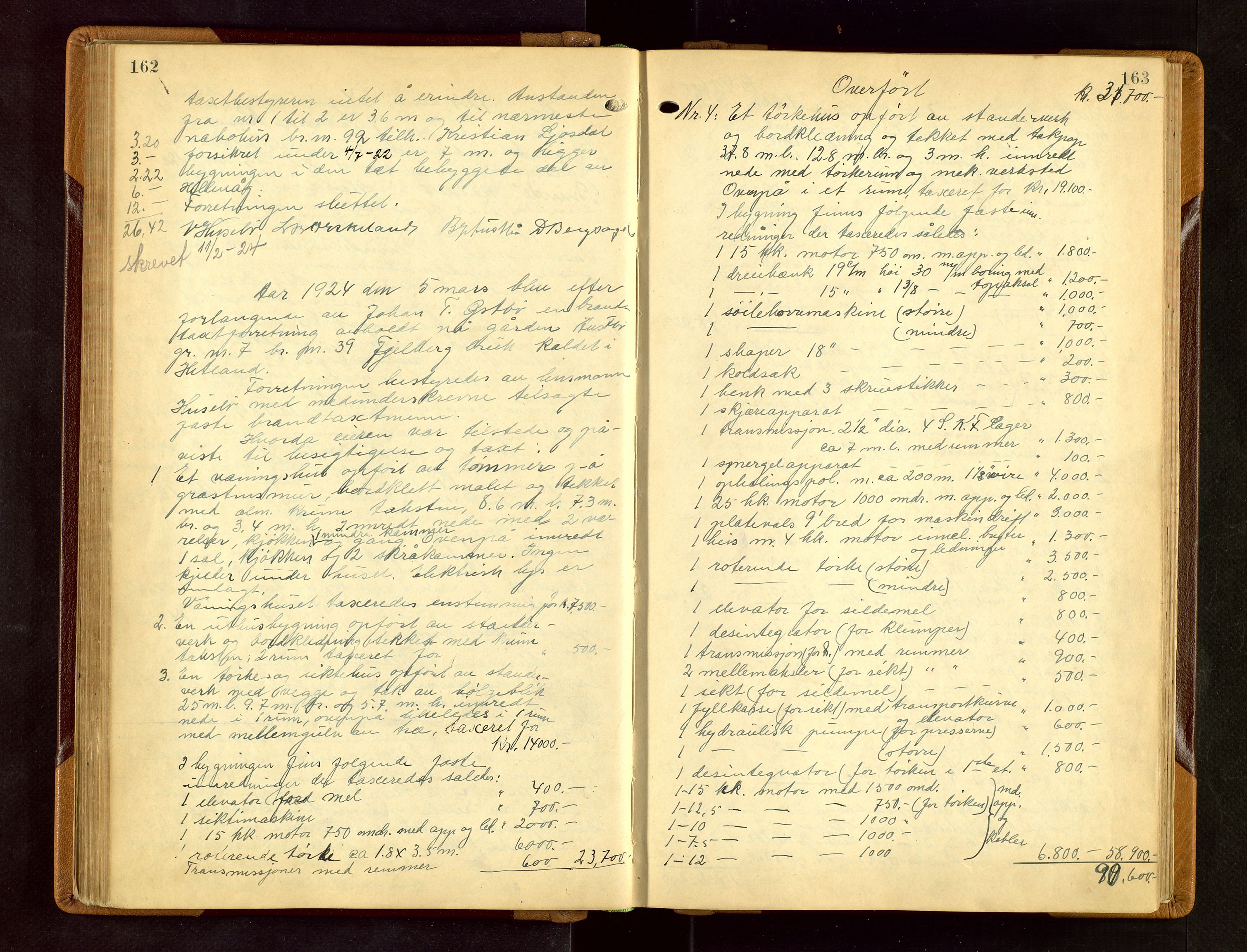 Hetland lensmannskontor, AV/SAST-A-100101/Goa/L0006: "Branntakstprotokoll", 1921-1938, p. 162-163