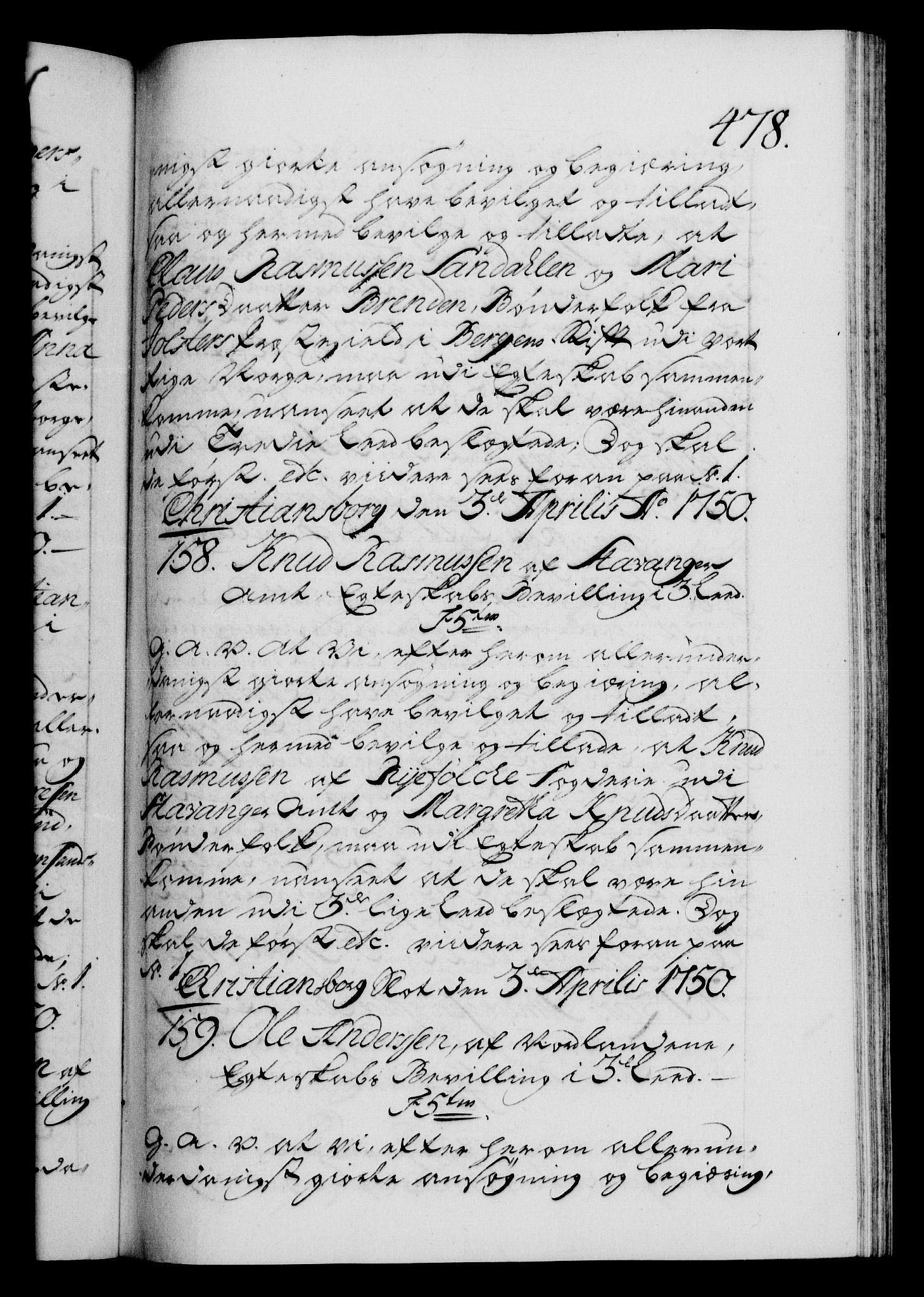 Danske Kanselli 1572-1799, RA/EA-3023/F/Fc/Fca/Fcaa/L0036: Norske registre, 1749-1750, p. 478a