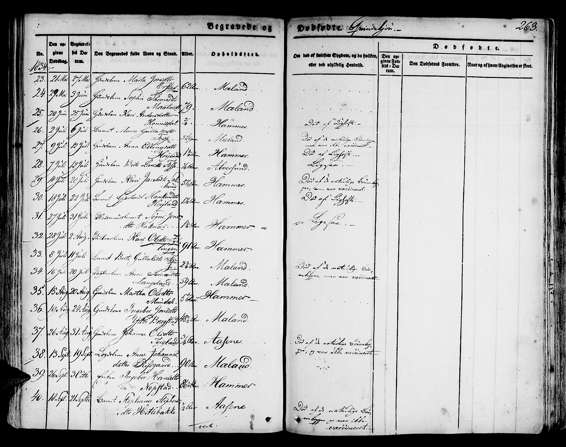 Hamre sokneprestembete, AV/SAB-A-75501/H/Ha/Haa/Haaa/L0011: Parish register (official) no. A 11, 1826-1834, p. 263