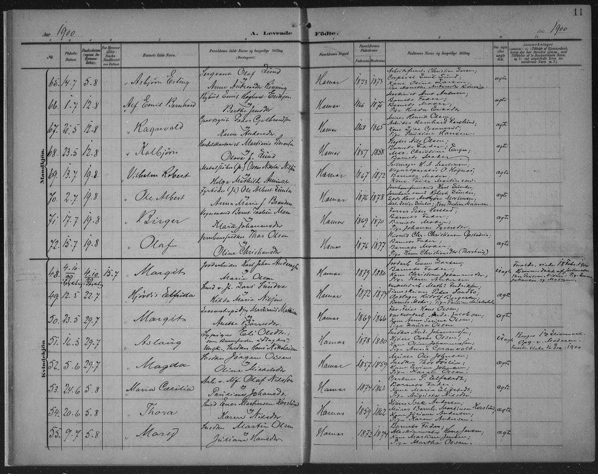 Hamar prestekontor, AV/SAH-DOMPH-002/H/Ha/Haa/L0001: Parish register (official) no. 1, 1900-1914, p. 11