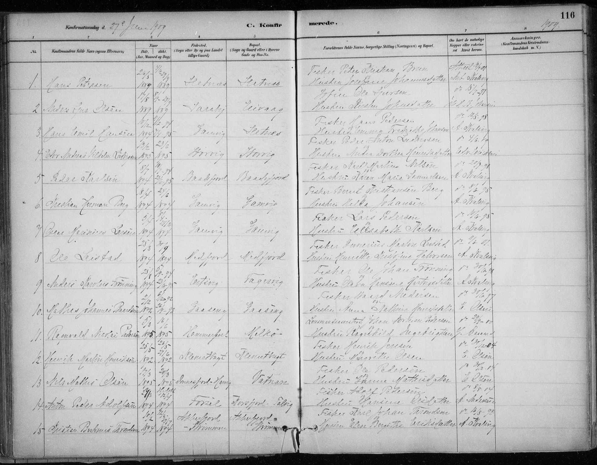 Hammerfest sokneprestkontor, SATØ/S-1347/H/Ha/L0013.kirke: Parish register (official) no. 13, 1898-1917, p. 116