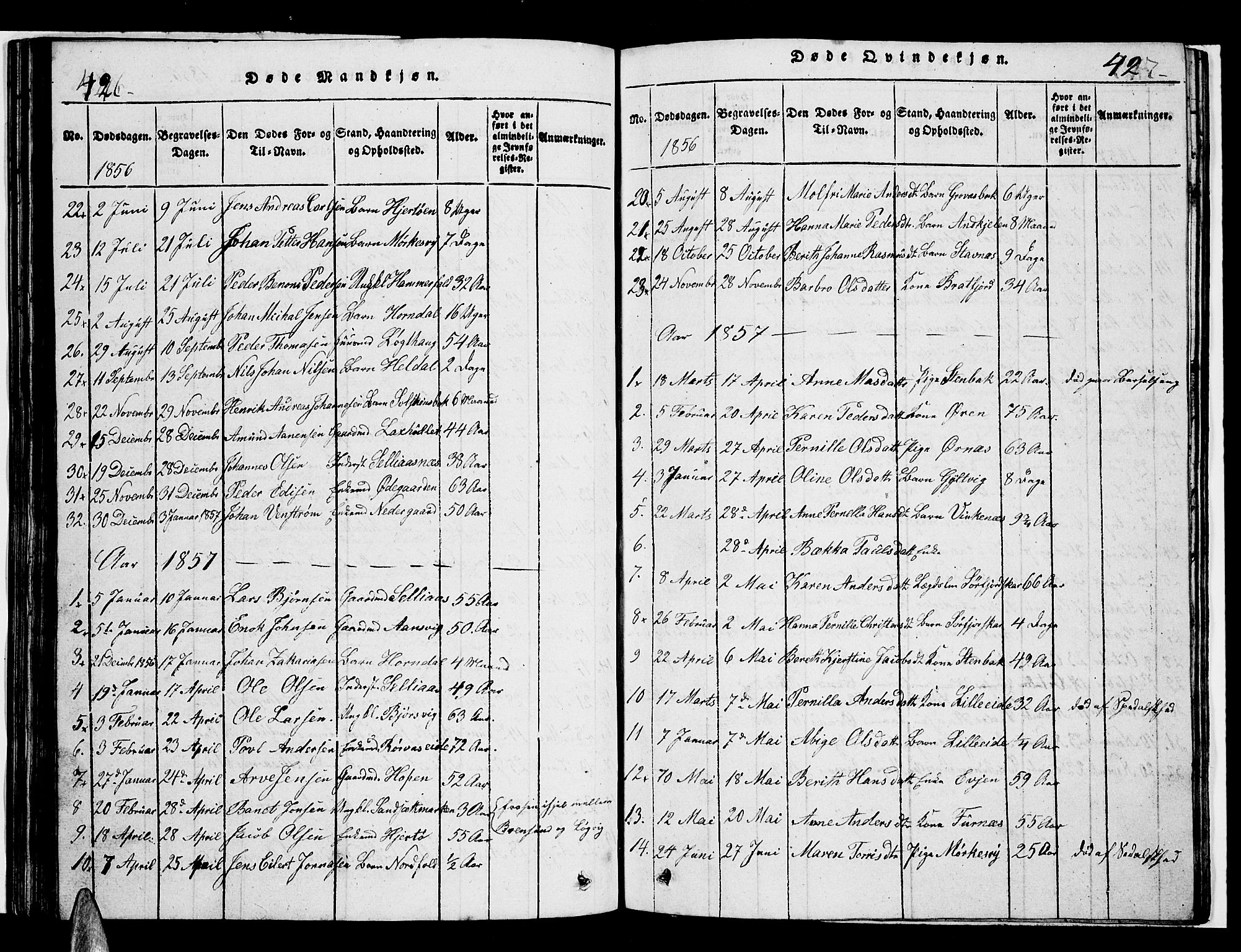 Ministerialprotokoller, klokkerbøker og fødselsregistre - Nordland, AV/SAT-A-1459/853/L0773: Parish register (copy) no. 853C01, 1821-1859, p. 426-427